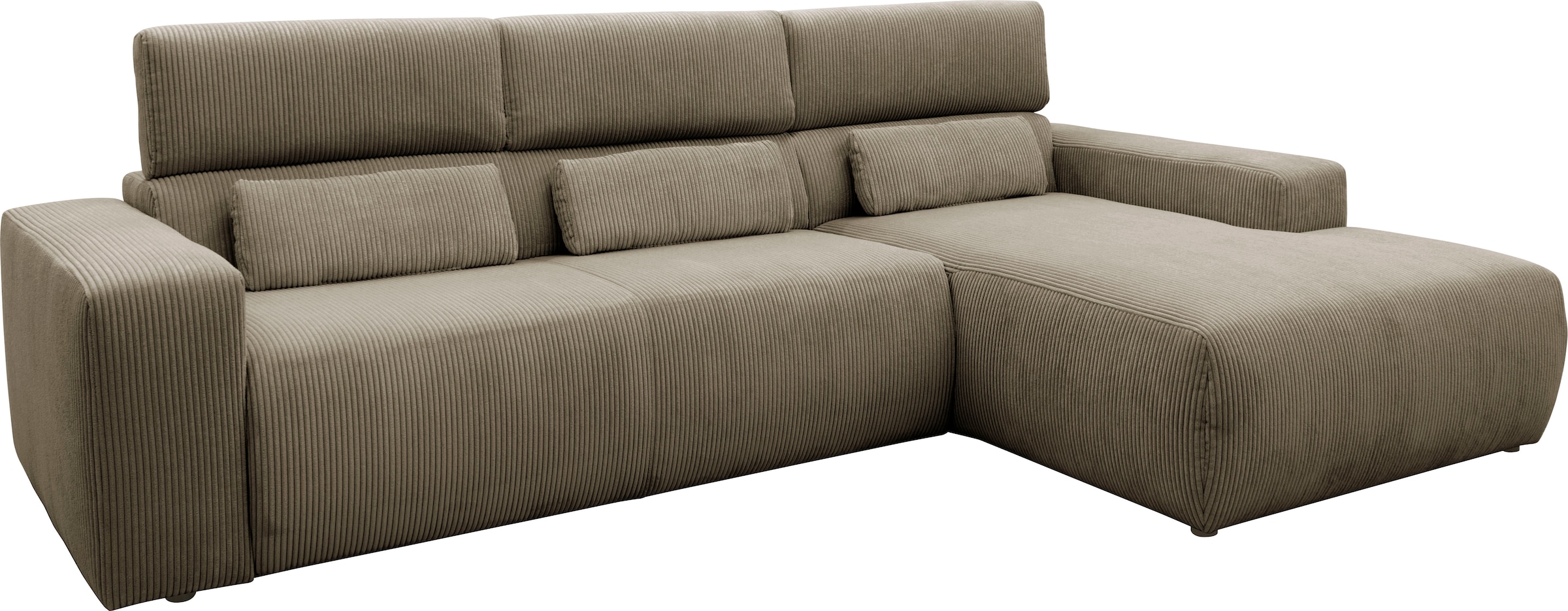 DOMO collection Ecksofa »Brandon große Ausführung B/T/H: 289/177/80 cm, auch in Leder und Cord«, mit Kopfteilverstellung, wahlweise Sitztiefenverstellung, L-Form
