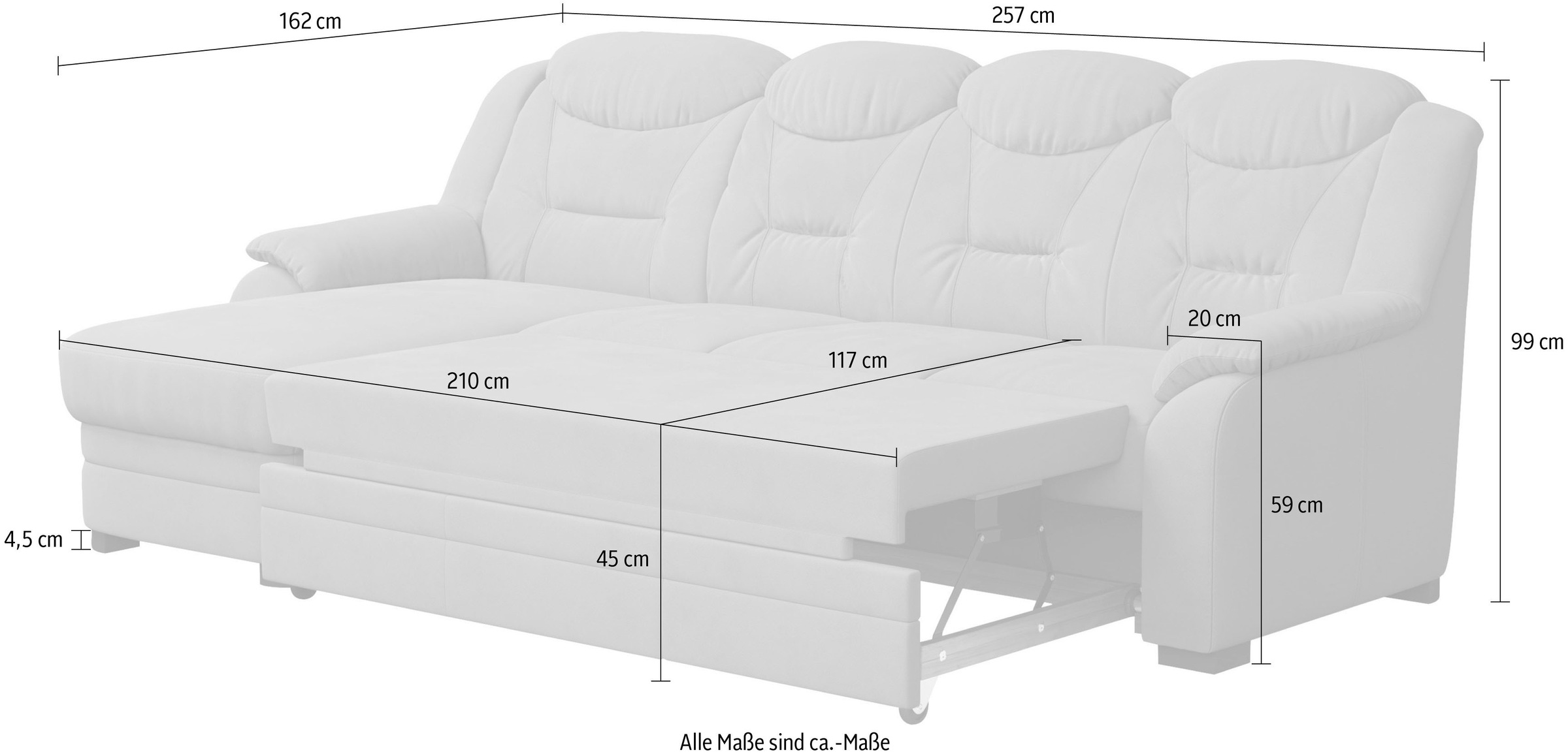 COTTA Ecksofa »Marcus L-Form«, wahlweise mit Bettfunktion