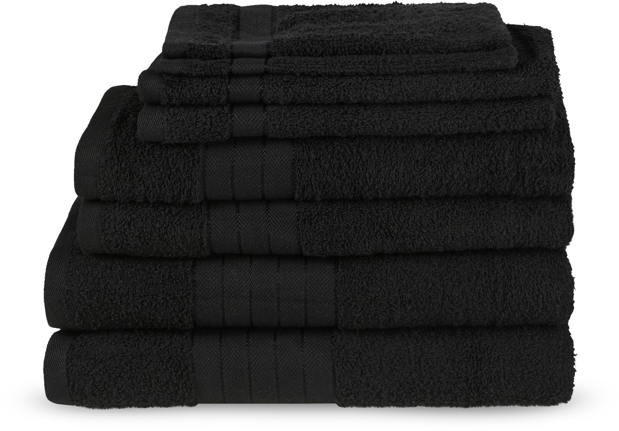 good morning Handtuch Set »Uni«, (Set, 8 St., 2 Stück 70x140 cm-2 Stück 50x100 cm-2 Stück 30x50 cm-2 Stück 16x21 cm), Baumwolle, Walkfrottee, Bordüre, 500 GSM, Einfarbig, ohne Aufhängung