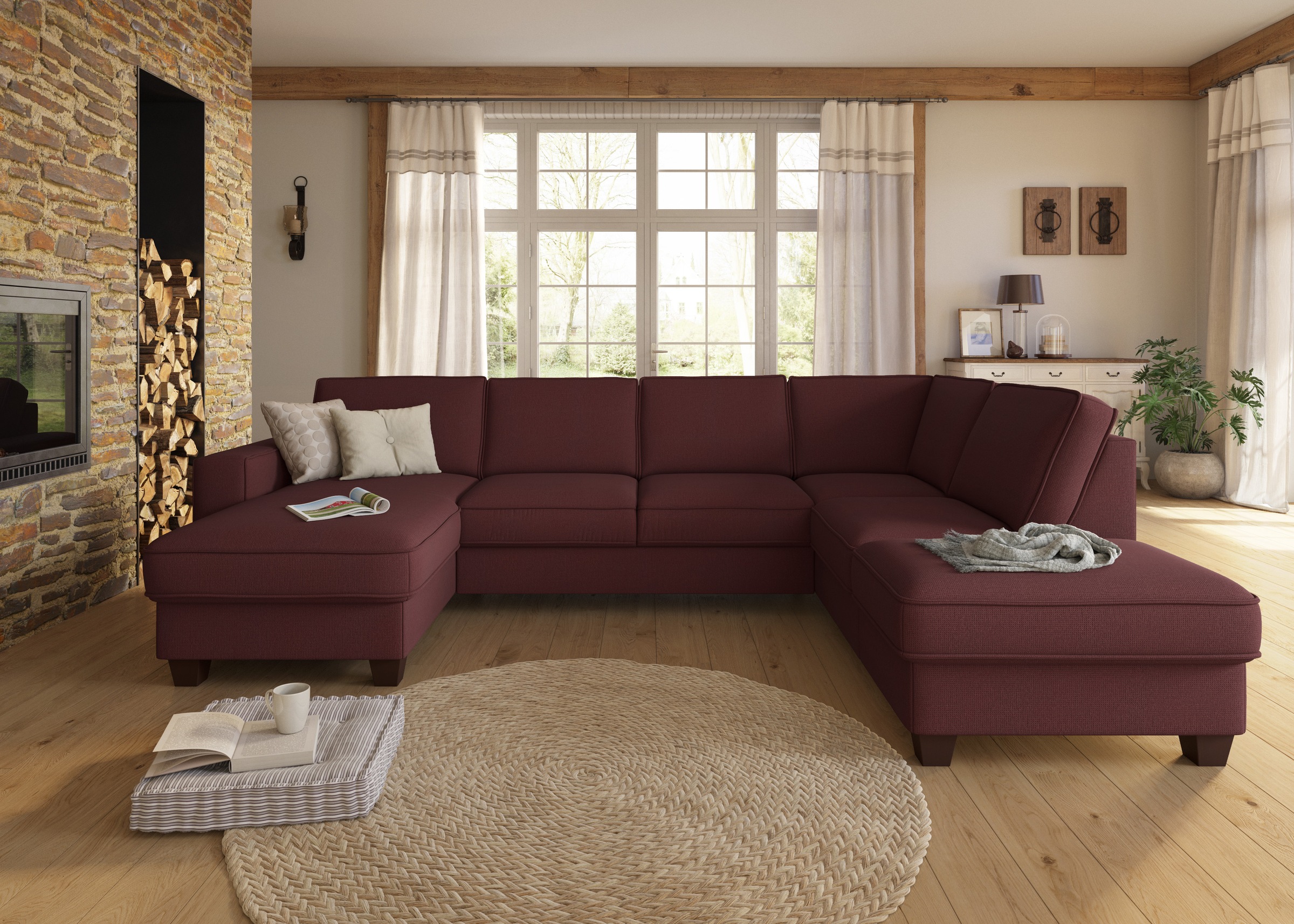 Home affaire Wohnlandschaft »County U-Form« wahlweise Ottomane links oder r günstig online kaufen