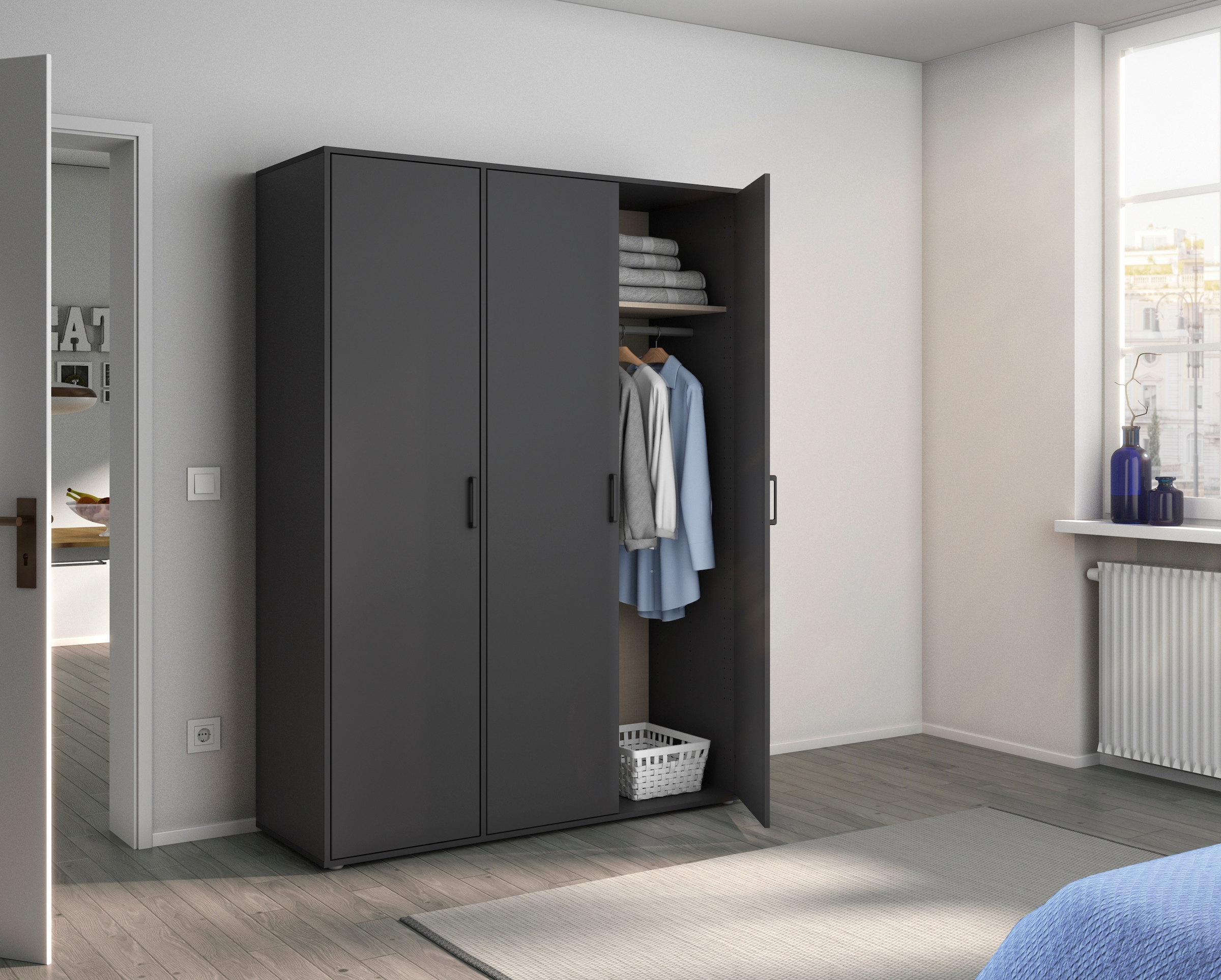 rauch Kleiderschrank »VOYAGER Otto´s Choice Garderobe Wäscheschrank TOPSELLER Schlafzimmer«, (in 3 verschiedenen Ausstattungen BASIC/CLASSIC/PREMIUM), Schrank mit modernen Griffen in viel Stauraum MADE IN GERMANY