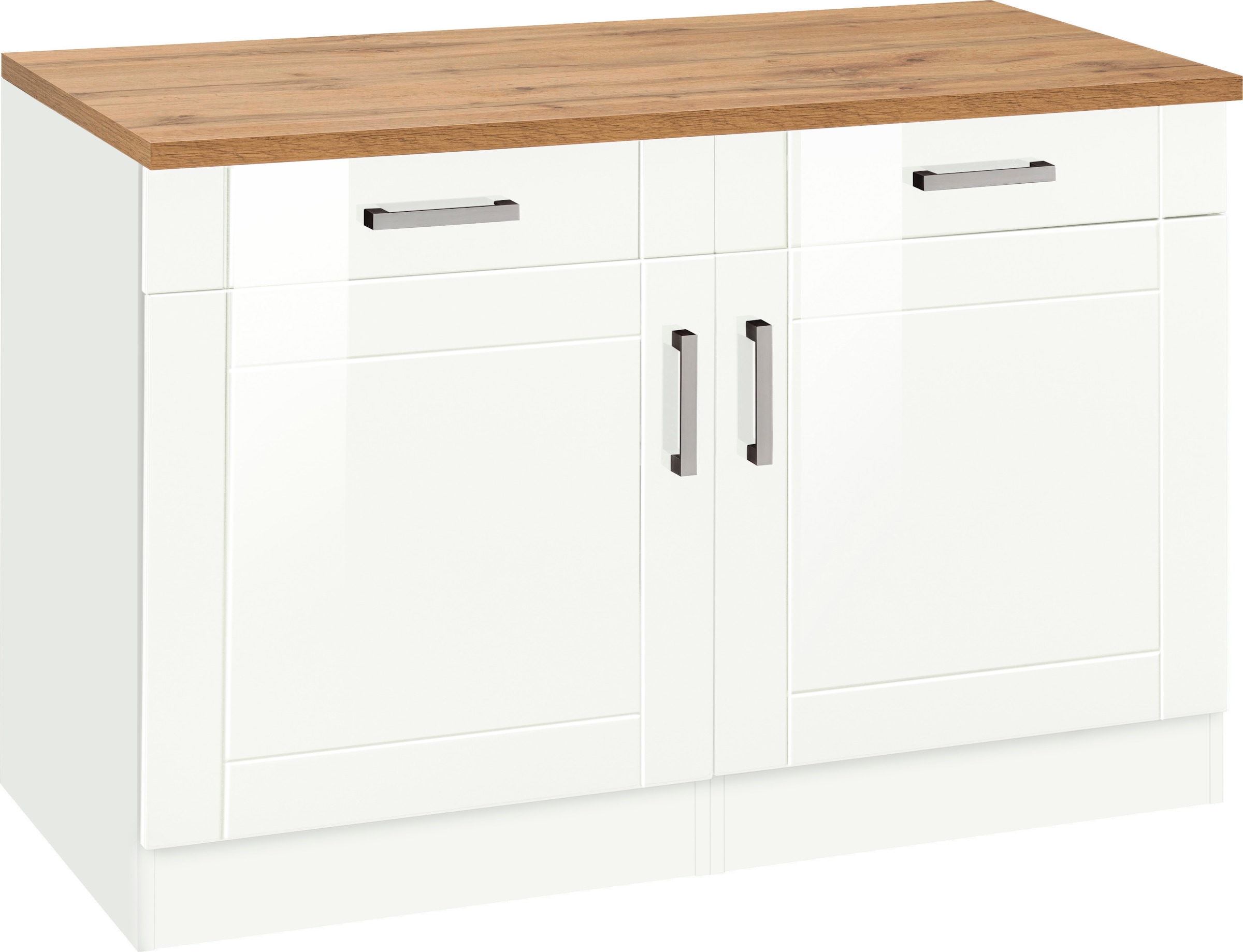 KOCHSTATION Unterschrank "KS-Tinnum", 120 cm breit, Metallgriffe, MDF Front günstig online kaufen
