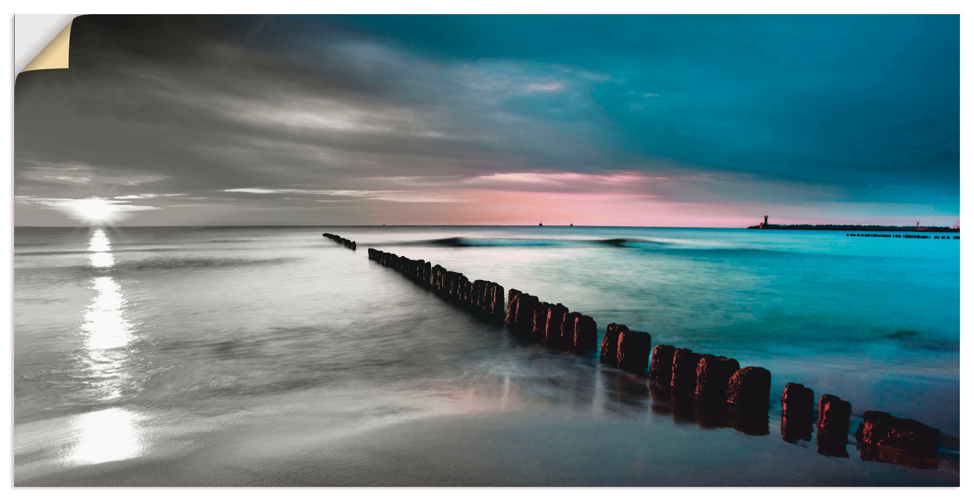 Artland Wandbild »Ostsee mit Sonnenaufgang s/w«, Gewässer, (1 St.), als Lei günstig online kaufen