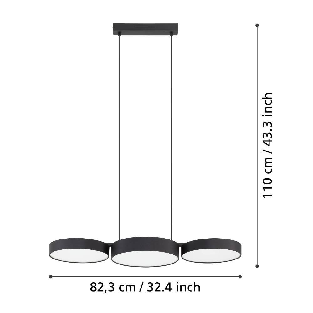 EGLO Hängeleuchte »BARBANO-Z Hängelampe, schwarz weiß, ZigBee 3.0, Disco-Modus, Timer«, 3 flammig, Leuchtmittel LED-Modul | LED fest integriert, App und Sprachsteuerung Alexa, ‎82 x 30 x 110 cm, exkl. Fernbedienung