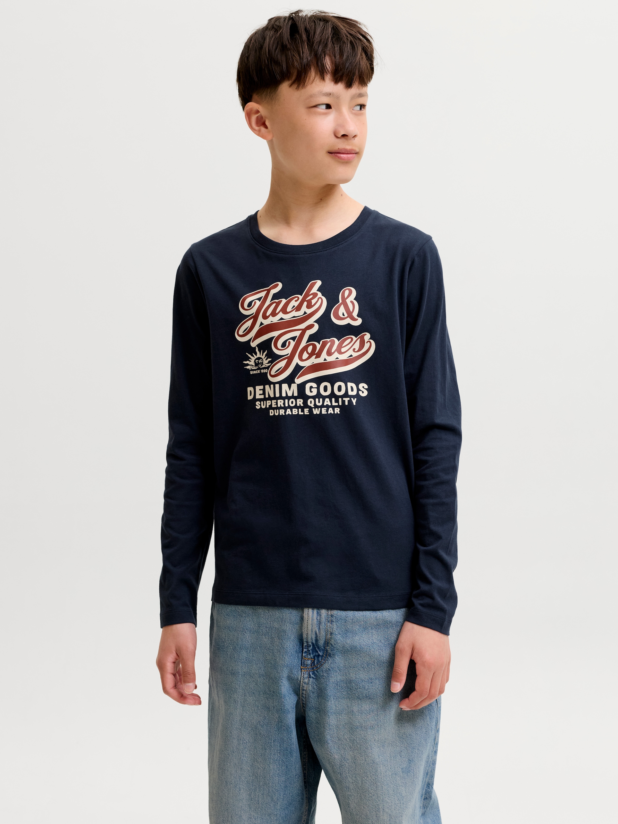 Jack & Jones Junior Langarmshirt »JJELOGO TEE LS 2 COL AW26/25 2PK MP JNR« Packung, 2 Baumwolle, regular fit