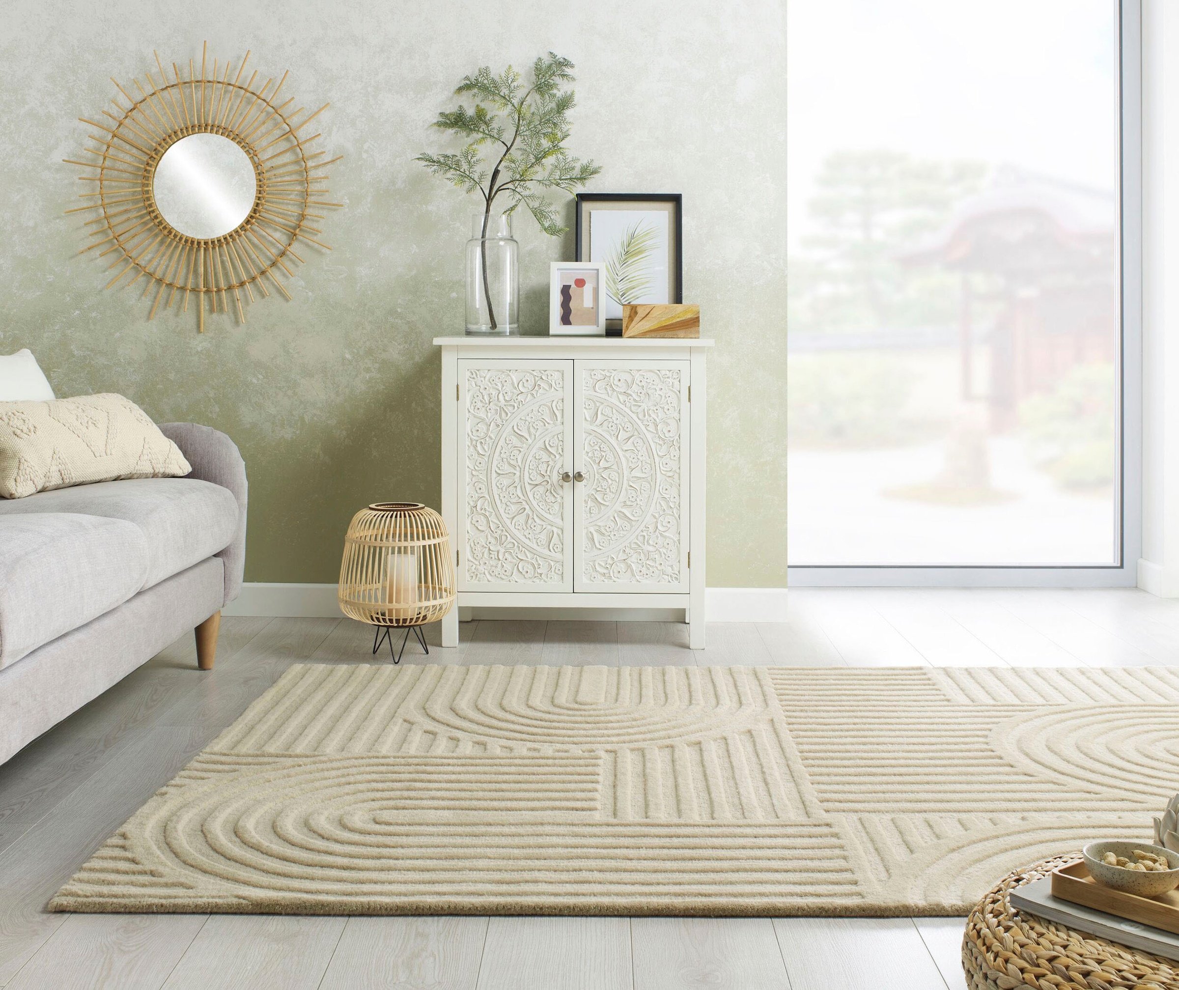 FLAIR RUGS Wollteppich »Zen Garden«, 10 mm Höhe, 100% Wolle, Hoch-Tief-Effekt, auch als Läufer und in Rund erhältlich