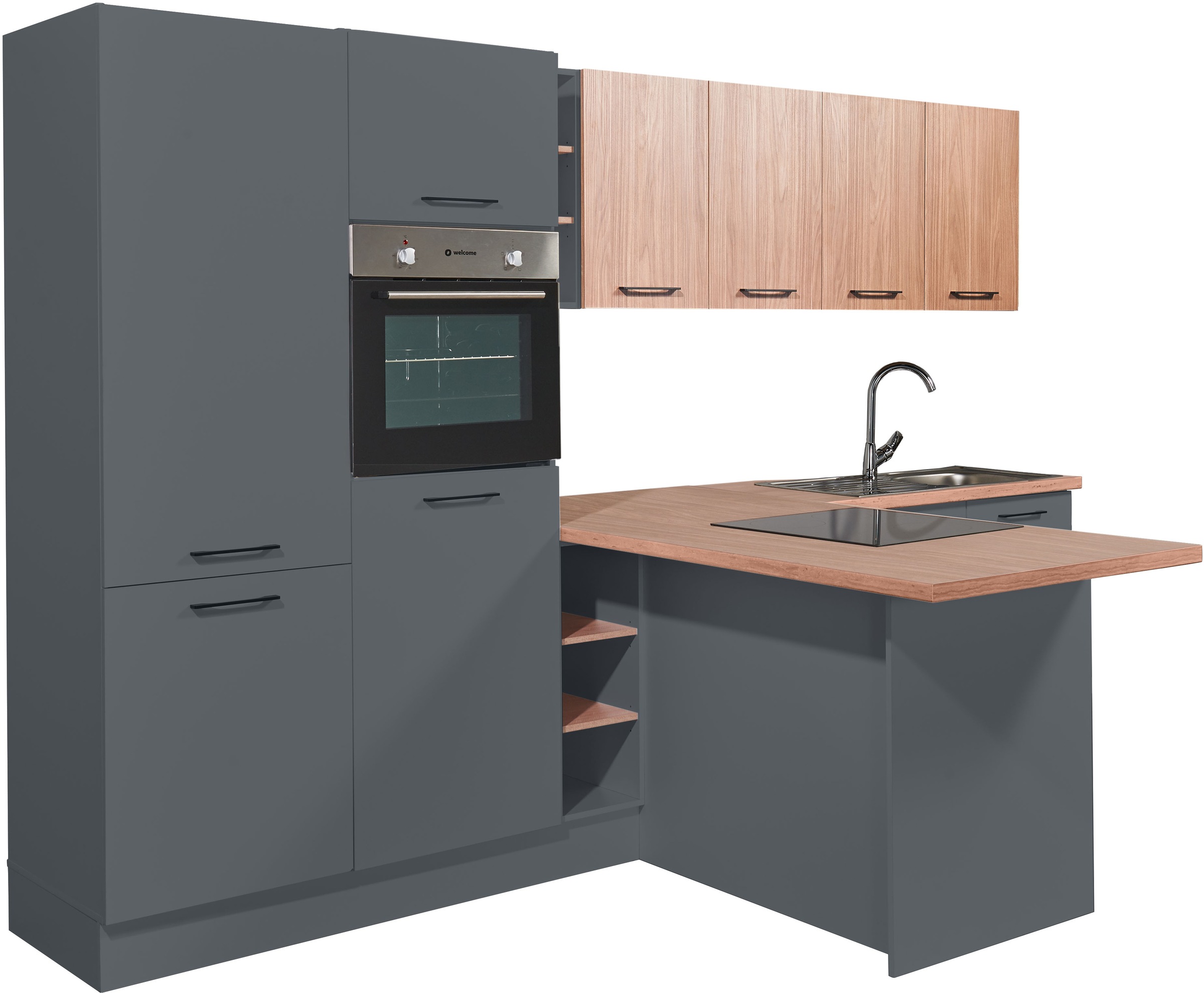 BASIC by Balculina Küchenzeile »Girona B/H/T 325x211x200 cm« Breite 325cm, wahlweise mit E-Geräte, Softclose