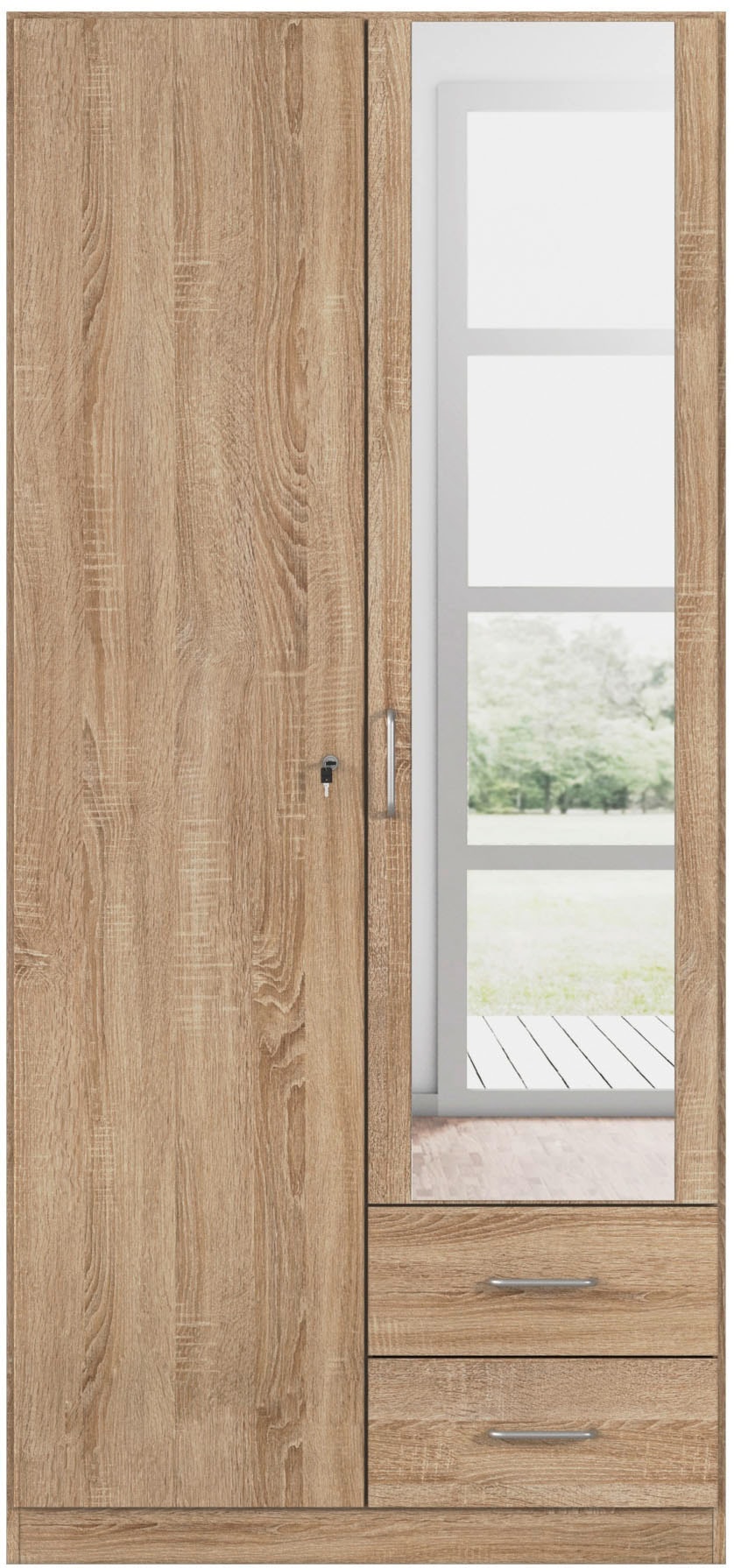 rauch Kleiderschrank »Schrank Garderobe Garderobenschrank Putzschrank Wäscheschrank BERGHEIM« Breiten 91/136/181 cm, Höhe 197 cm,  2 Außenschubladen, Tür/en abschließbar je 2 Schlüssel MADE IN GERMANY