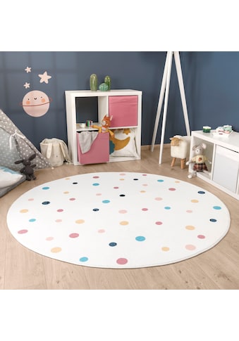 Kinderteppich »Niloya 364«, rund, Spielteppich, Kurzflor, bedruckt, gepunktet, waschbar