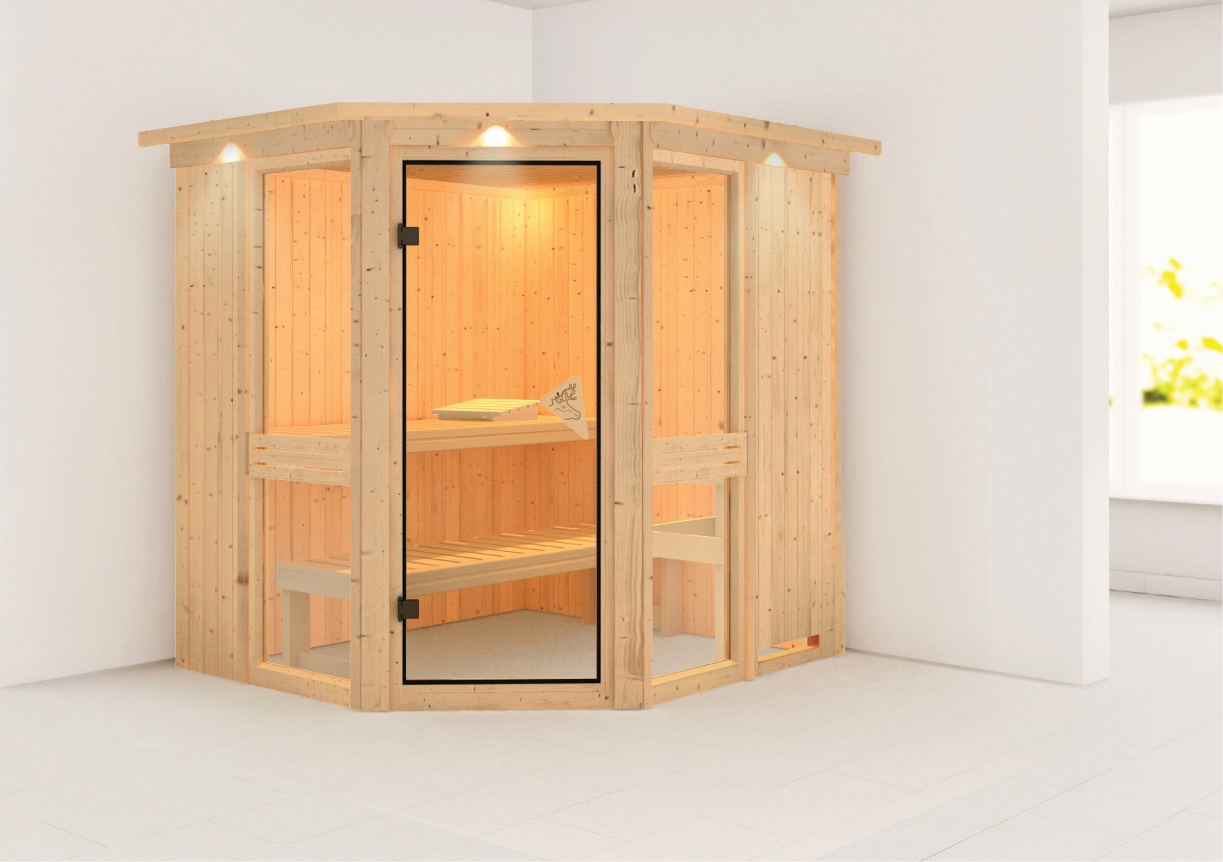 Karibu Sauna »Aline 1« Set,  9-kW-Ofen mit integrierter Steuerung