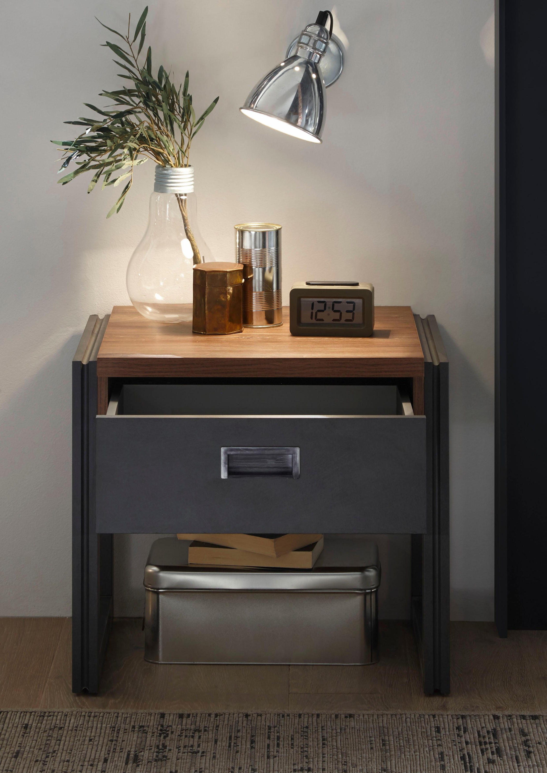 Home affaire Nachttisch Breite 55 cm, in angesagtem Industrial Look günstig online kaufen