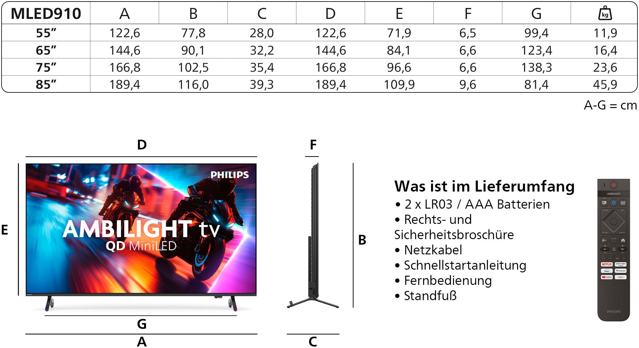 Philips Mini-LED-Fernseher »65MLED910/12«, 4K Ultra HD, Smart-TV