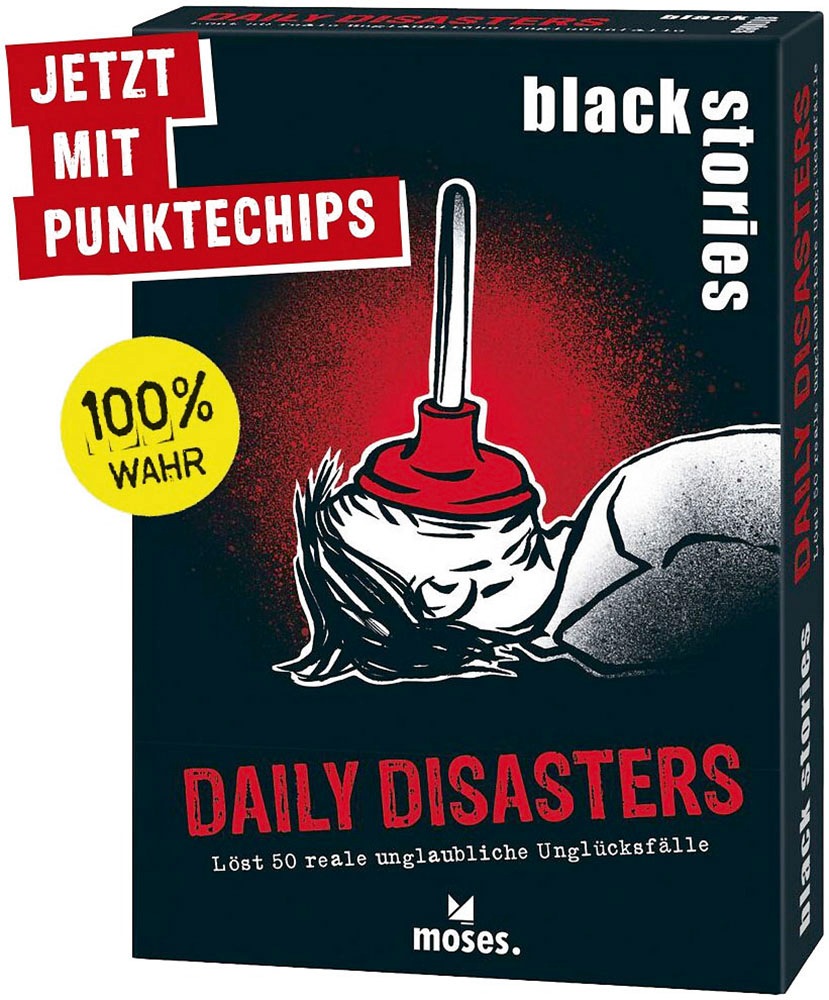 MOSES. Spiel »Black Stories Daily Disasters« Made in Europe bunt