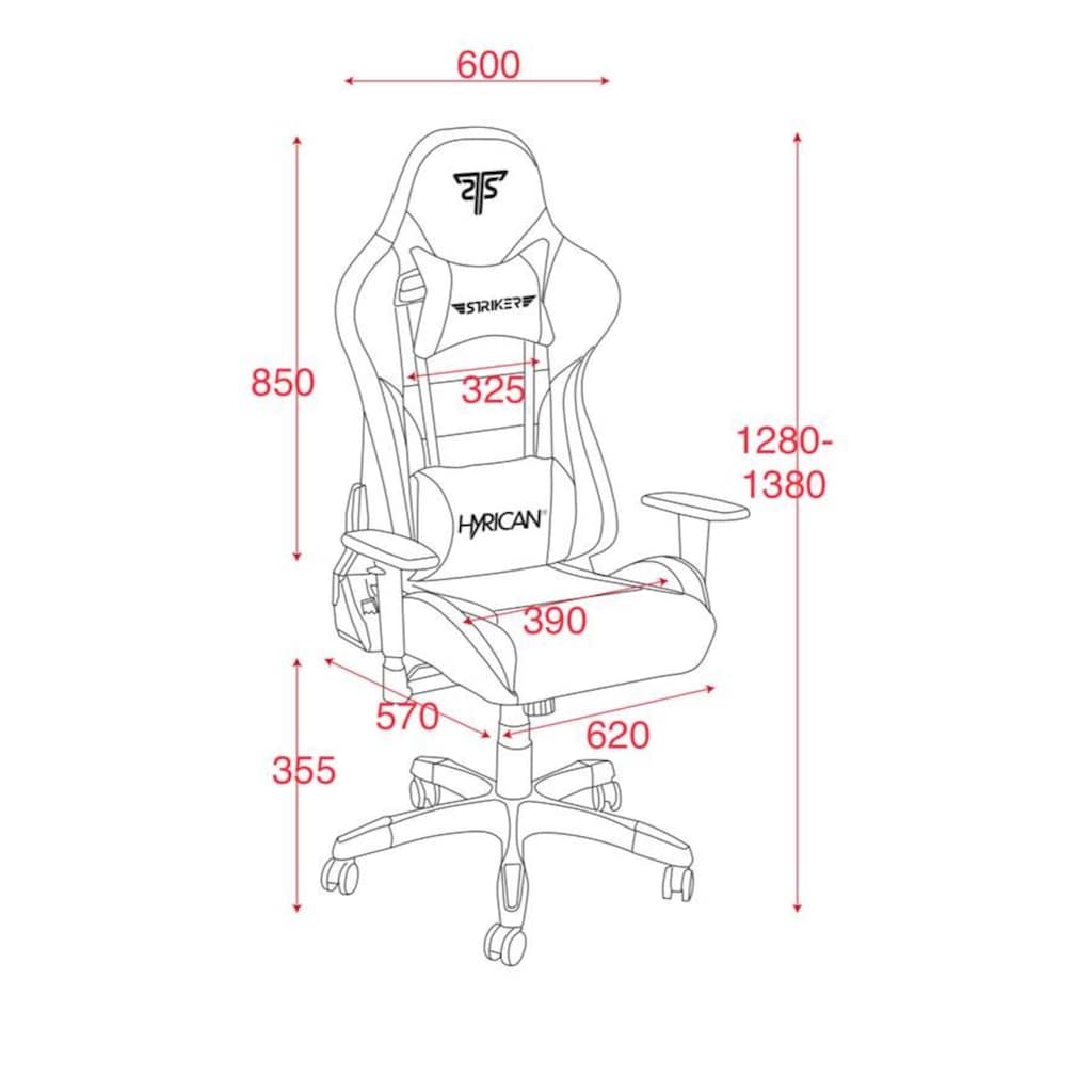 Hyrican Gaming-Stuhl »"Striker Tank" schwarz/weiß, Kunstleder, 3D-Armlehnen, ergonomischer Gamingstuhl, Bürostuhl, Schreibtischstuhl, geeignet für Erwachsene«