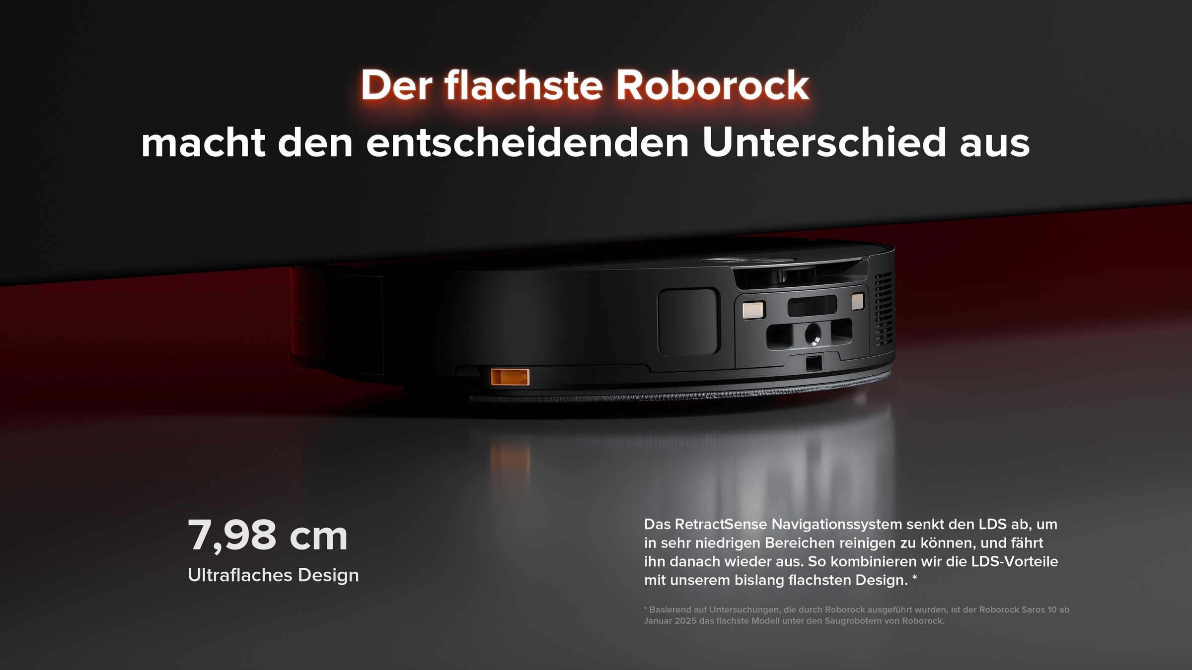 Roborock Saugroboter »Roborock Saros 10, 7,98cm flach«, FlexiArm™ Riser Seitenbürste, 80 °C Moppwäsche