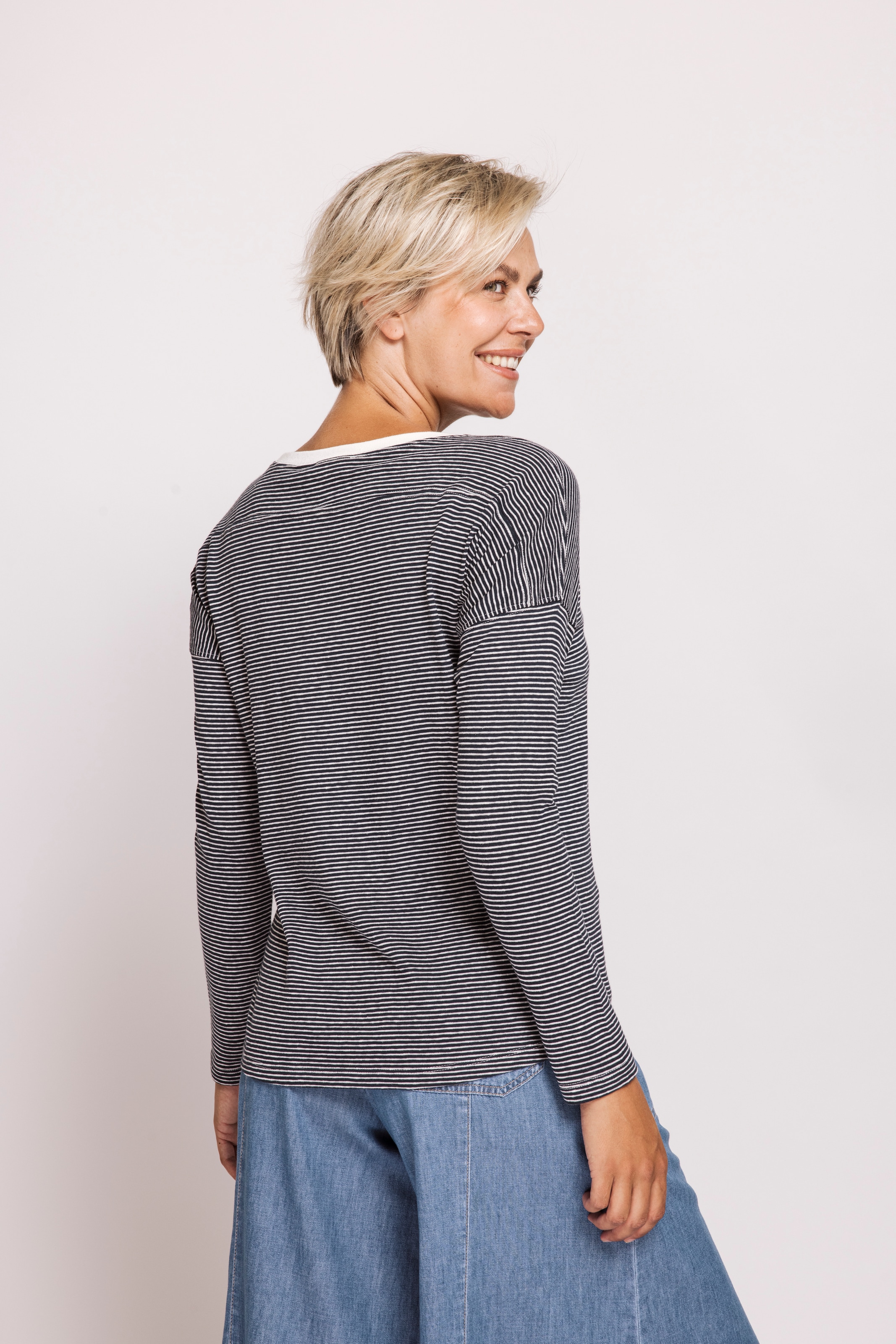 Zhrill Langarmshirt »ZHRAHEL LS« aus Leinen und in Ringel-Optik