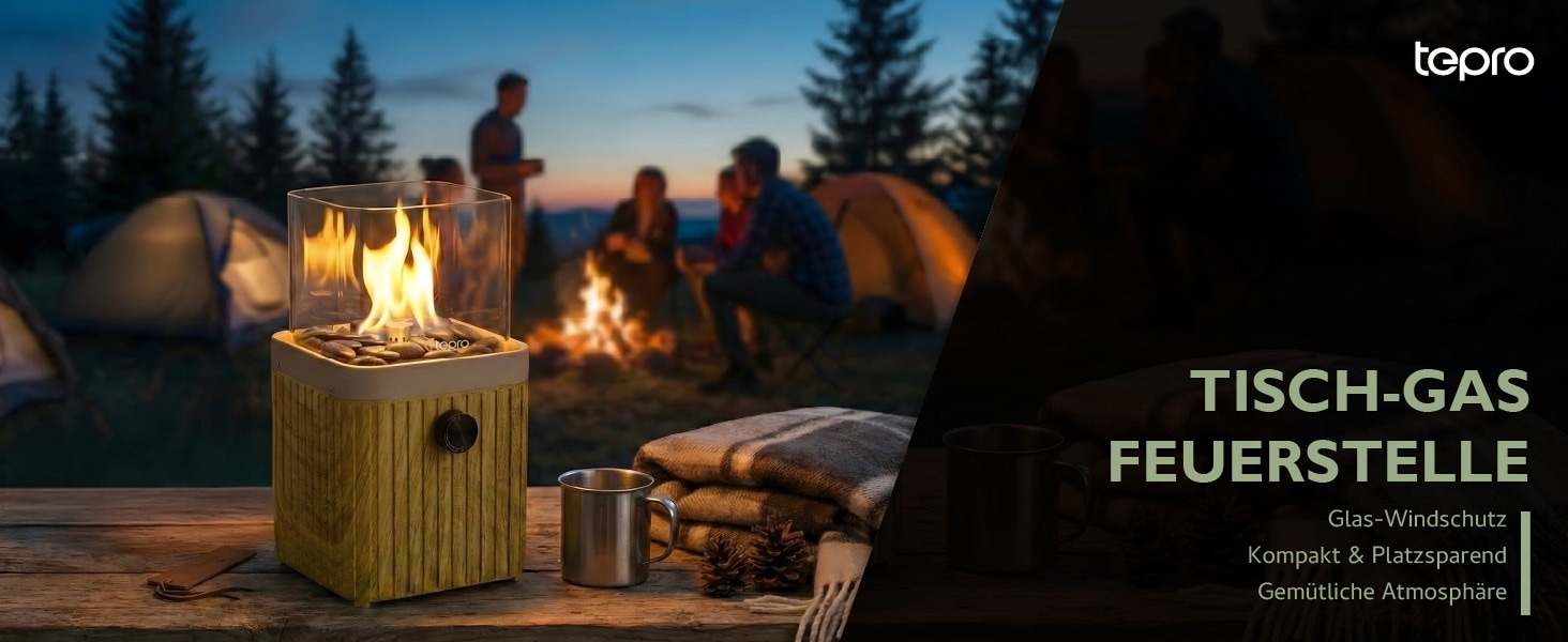 Tepro Feuerstelle »Tisch-Gasfeuerstelle mit Dekosteinen«