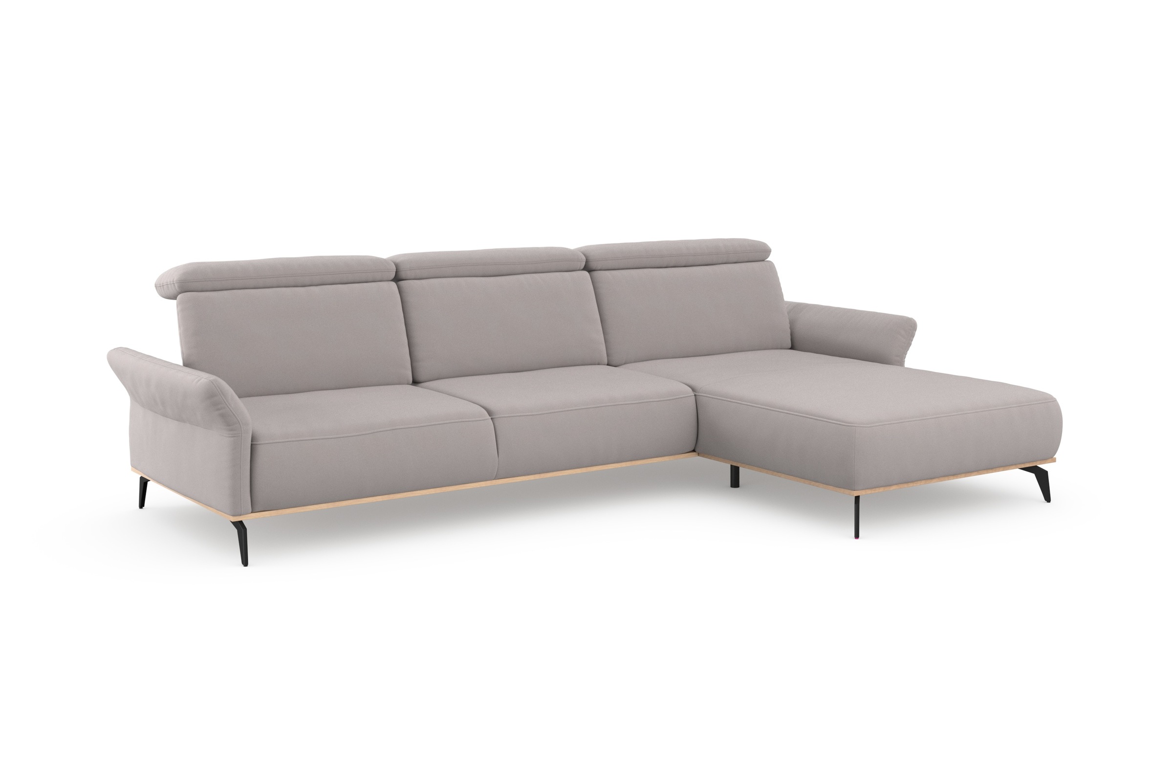 Places of Style Ecksofa »Fjord L-Form«, massiv, wahlweise mit Armlehnfunktion, Kopf- Sitztiefenverstellung