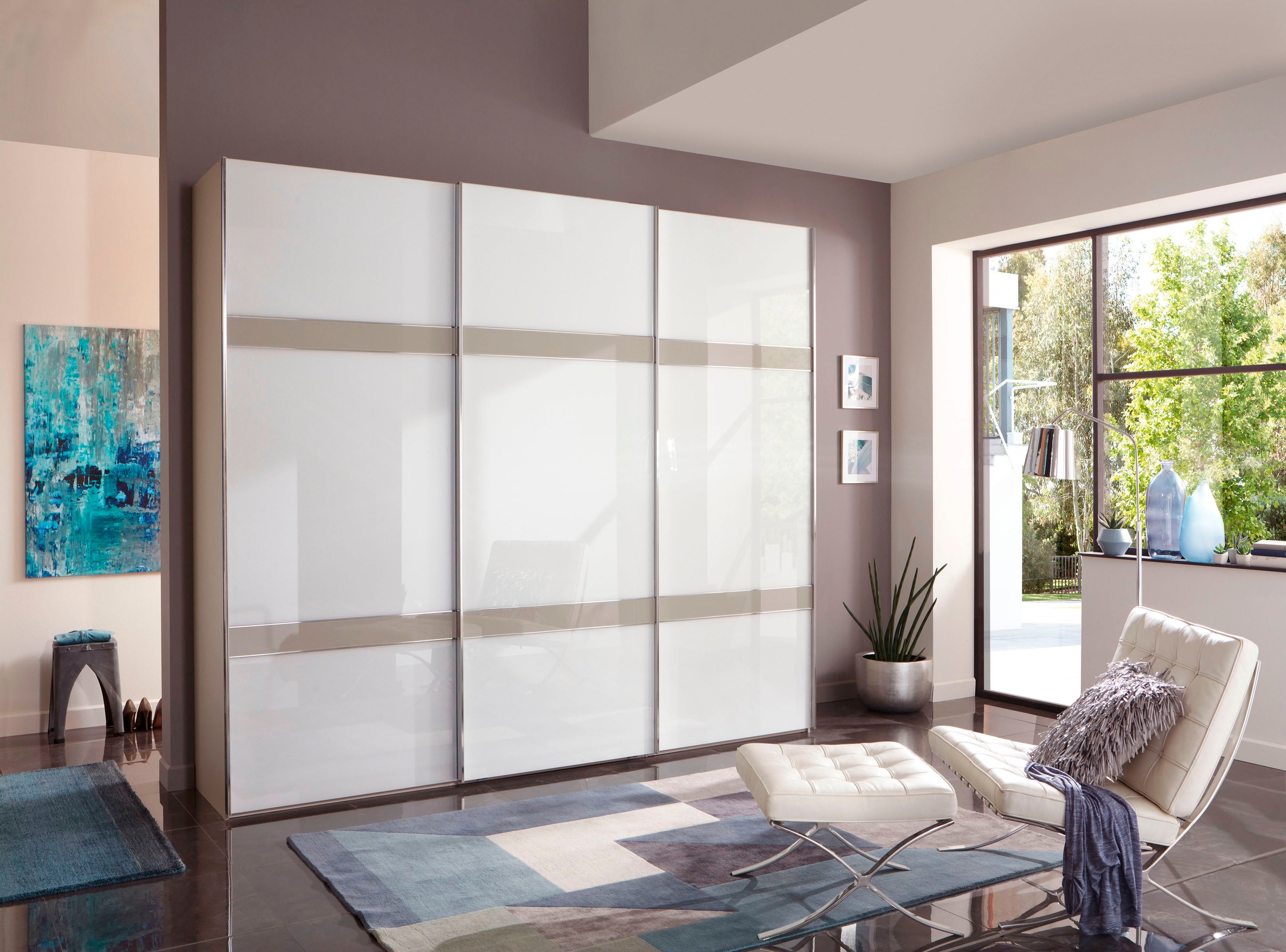 WIEMANN Schwebetürenschrank »Rialto«, hochwertige Glasfront mit Querriegeln
