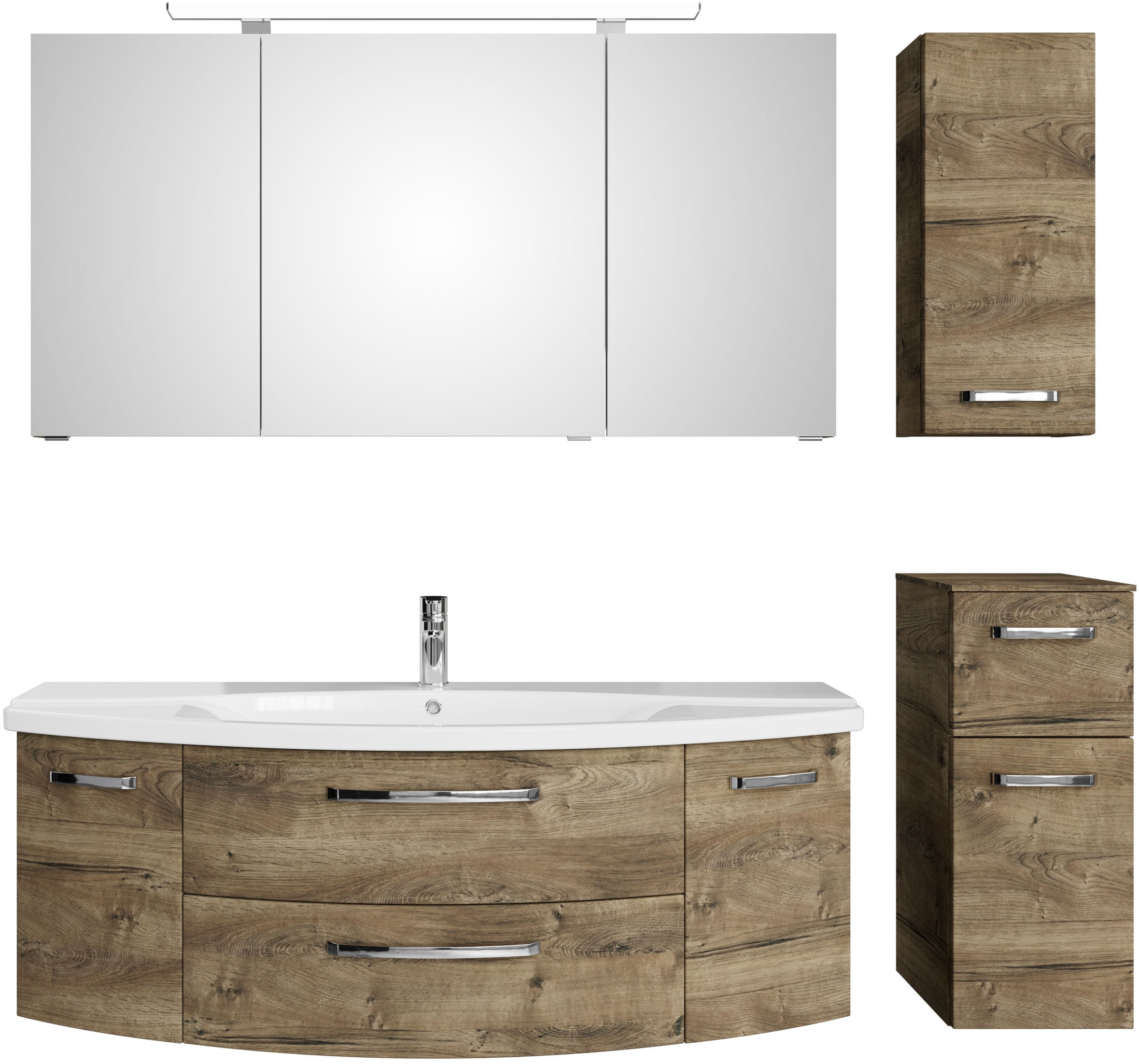 Saphir Badmöbel-Set »Serie 4010 4-teilig Keramik-Waschtisch mit LED-Spiegel günstig online kaufen