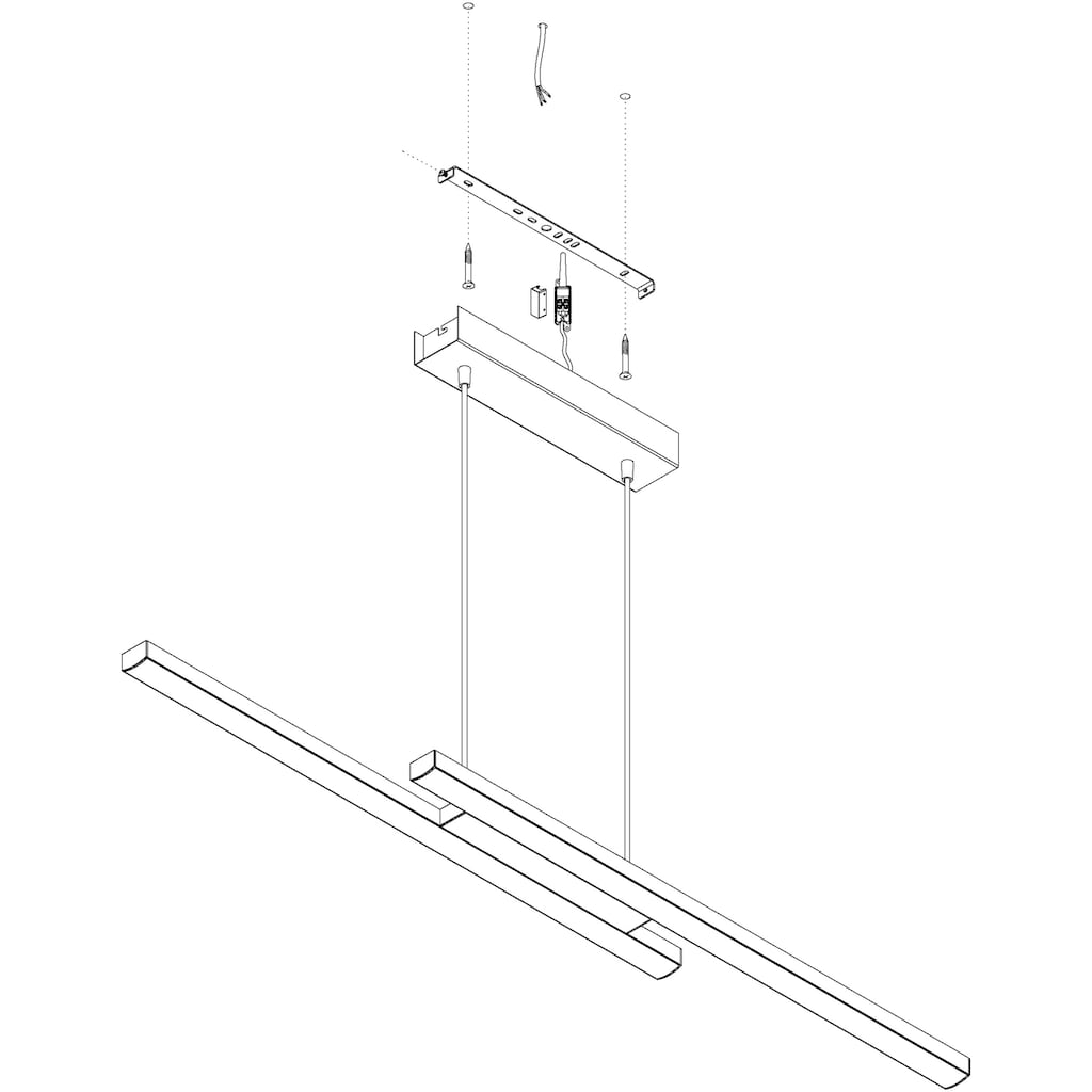 EGLO Pendelleuchte »FRAIOLI-C«, LED-Board, nickel-matt / L105,5 x H120 x B10 cm / inkl. 2 x LED-Platine (je 17W, 2300lm, 2700-6500K) / Eglo Connect - App - CCT Farbtemperatursteuerung - dimmbar - RGB Farbwechsel - Fernbedienung - Esstischlampe