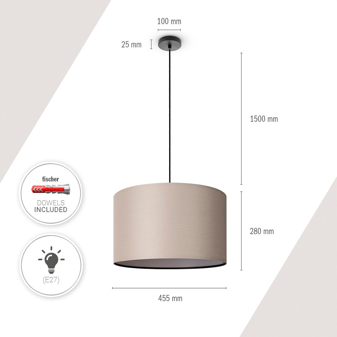 Paco Home Pendelleuchte »HUGO UNI COLOR« E27 Deckenlampe LED  Wohnzimmer Und Schlafzimmer, Unifarben, Deko E27
