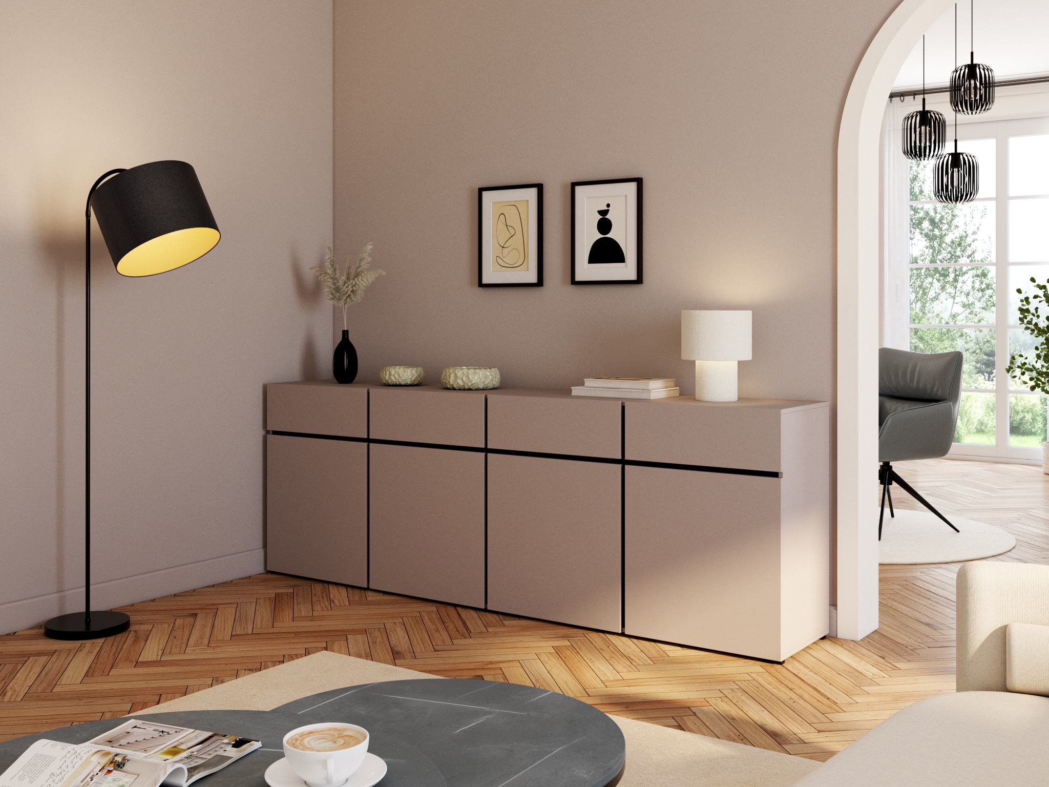 LeGer Home by Lena Gercke Tischleuchte »Debora« E27 1 Stk. Teddy-Stoff, Höhe 30 cm, Ø 23 cm, E27