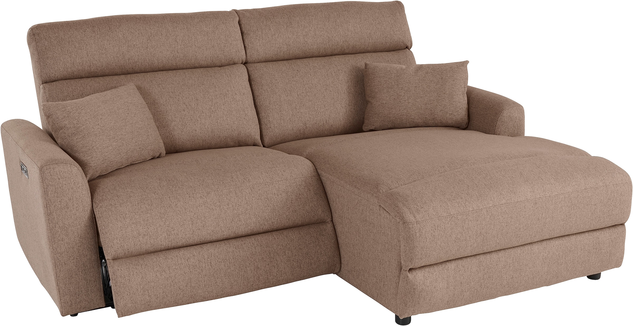 INOSIGN Ecksofa »JENNA, L-Form, 209cm, manuelle u. elektrische Funktion, mit USB A/C,«, Liegefunktion 105°-150°, Federkern, Struktur fein