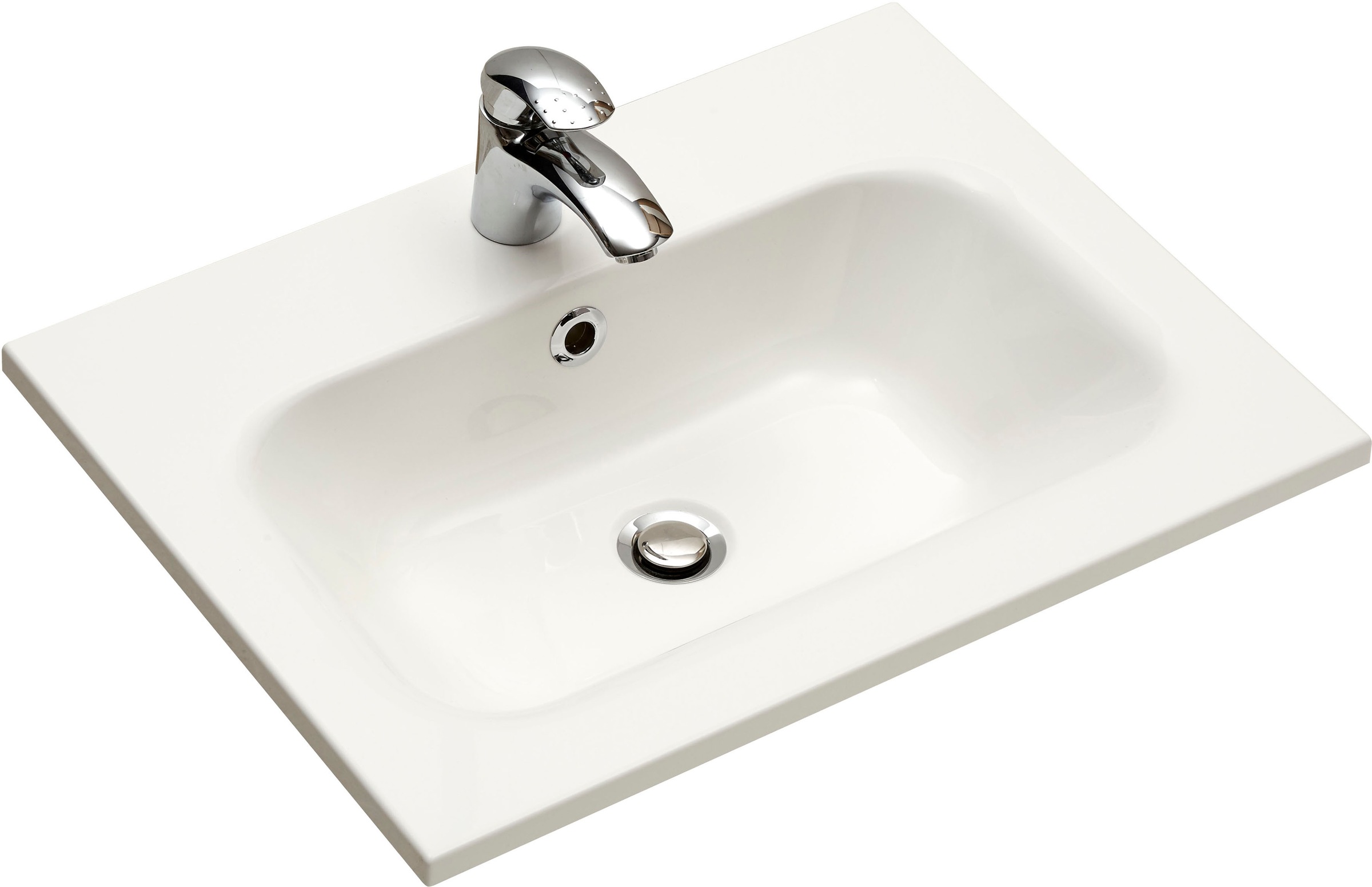 Saphir Badmöbel-Set »Quickset 2-teilig, Mineralmarmor-Waschtisch und LED-Spiegelschrank«, (2 St.), Waschplatz 61 cm breit, 4 Türen, 1 Schublade, 2 Einlegeböden, Bad-Set