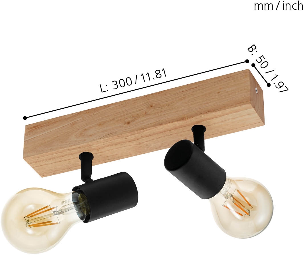 EGLO Deckenspot »TOWNSHEND 3«, 2 flammig, Leuchtmittel E27 | Leuchtmittel wechselbar-ohne Leuchtmittel, Vintage Deckenspot im Industrial Design, Retro Lampe, Fassung: E27