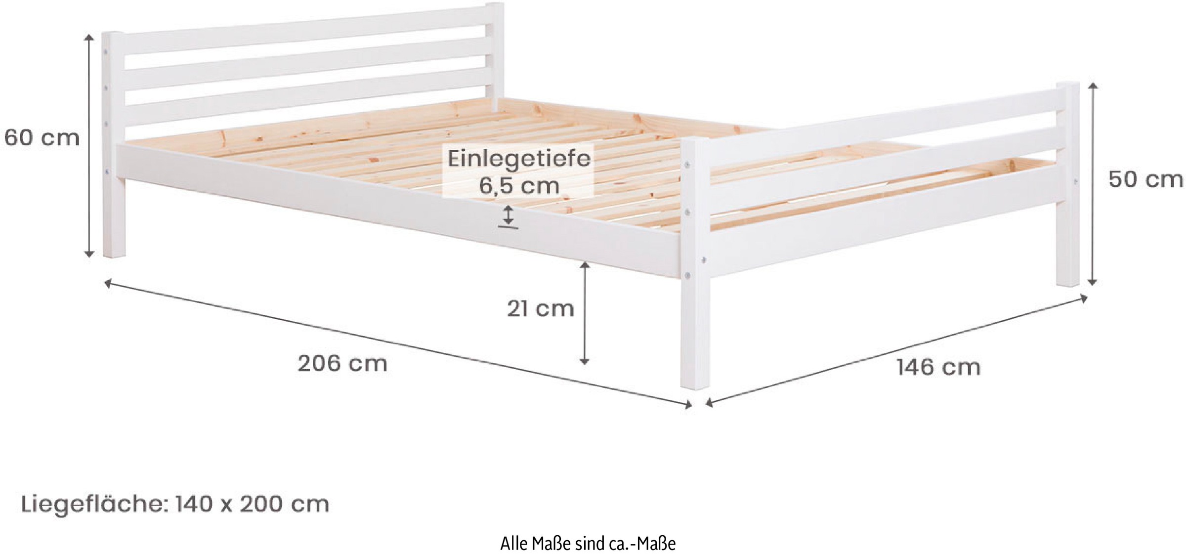 14. Bild von Ticaa Jugendbett, Futonbett in diversen Breiten, Kiefer, mit Rollrost