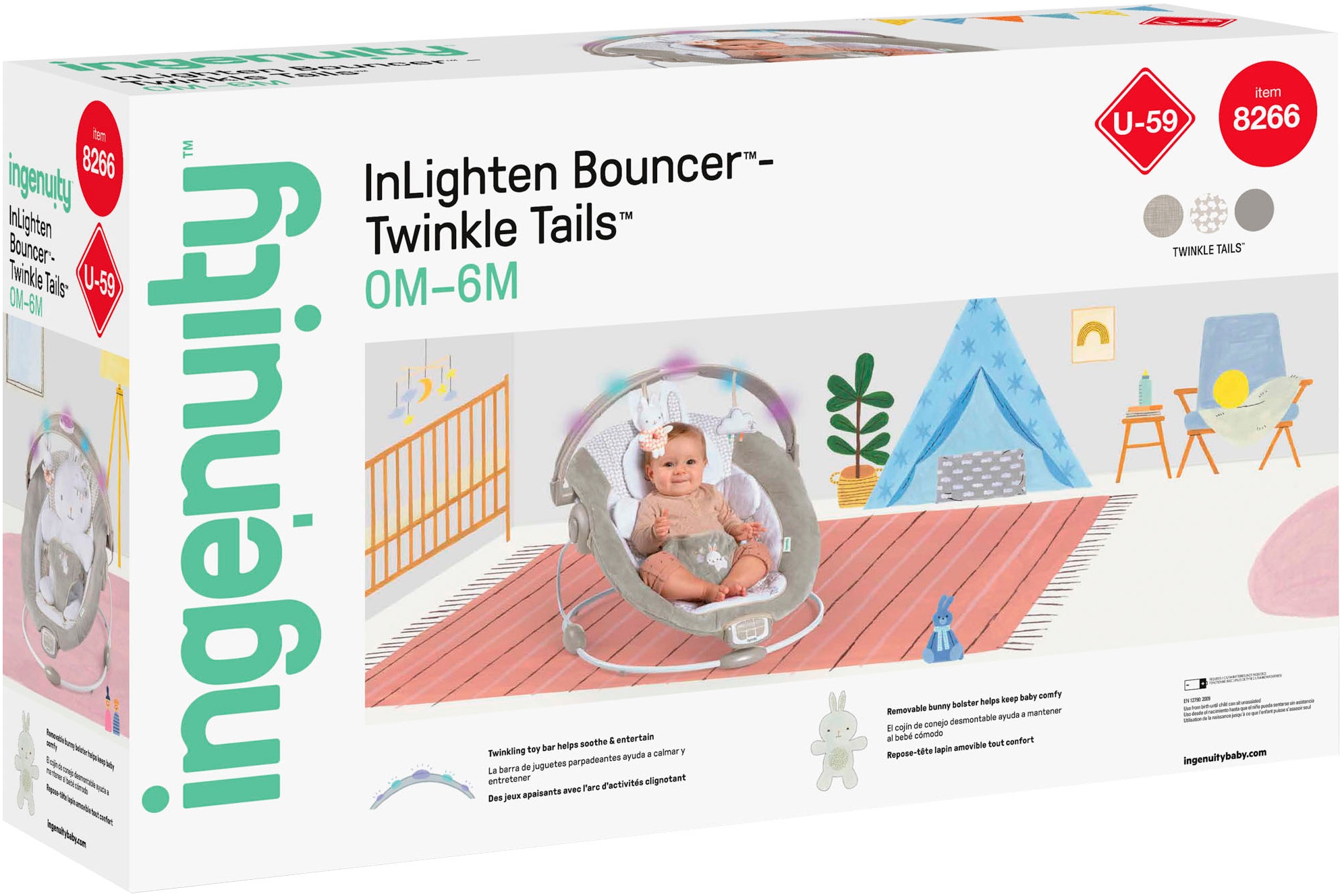 ingenuity Babyschaukel »InLighten Bouncer™ - Twinkle Tails™«, bis 9 kg, mit Licht und Sound