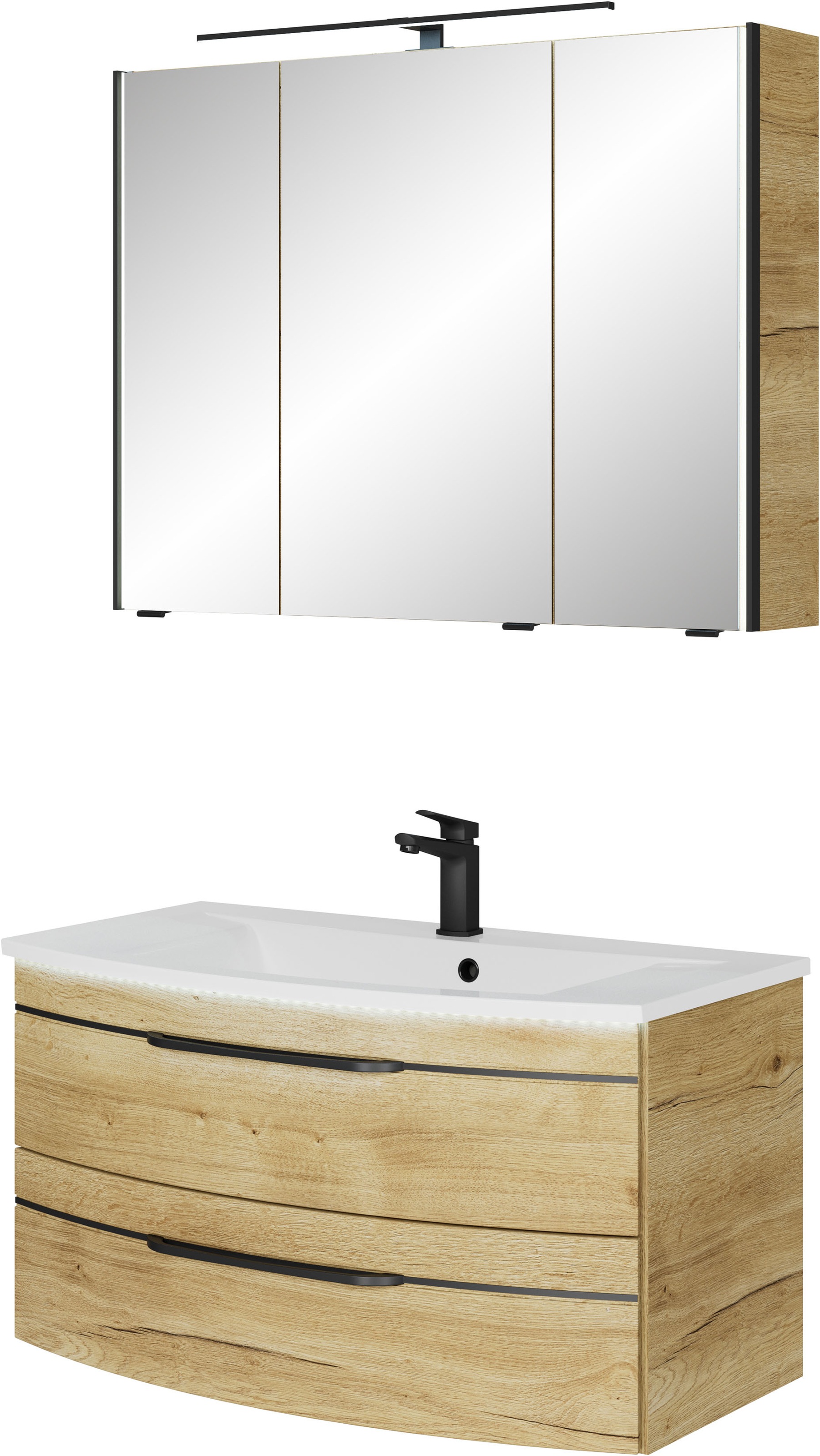 Saphir Badmöbel-Set »Serie 7045 2-teilig Mineralmarmor-Waschtisch mit LED-S günstig online kaufen