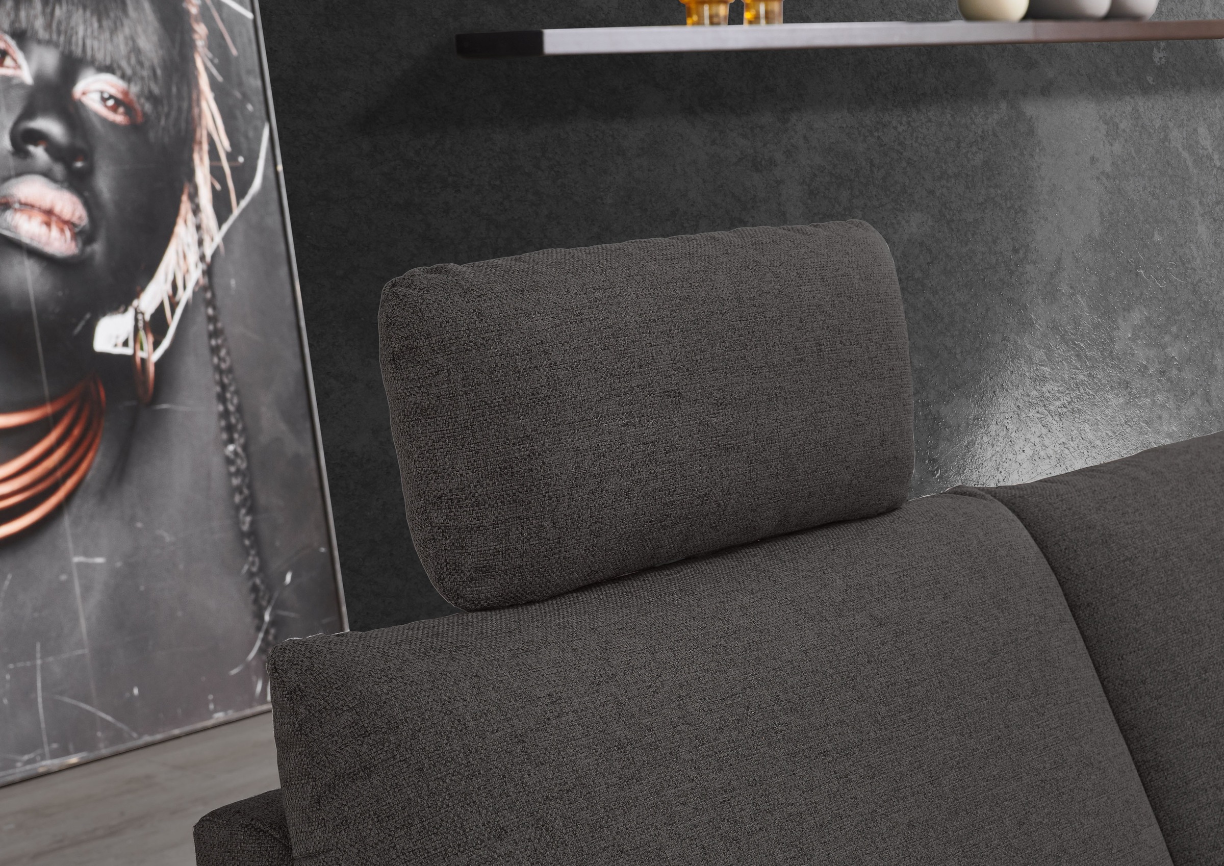Places of Style Ecksofa »Sarsina: mit Tonnentaschen-Federkern, perfekt zum Entspannen L-Form«, inklusive 2 motorischen Relaxfunktionen mit Herz-Waage-Beschlag
