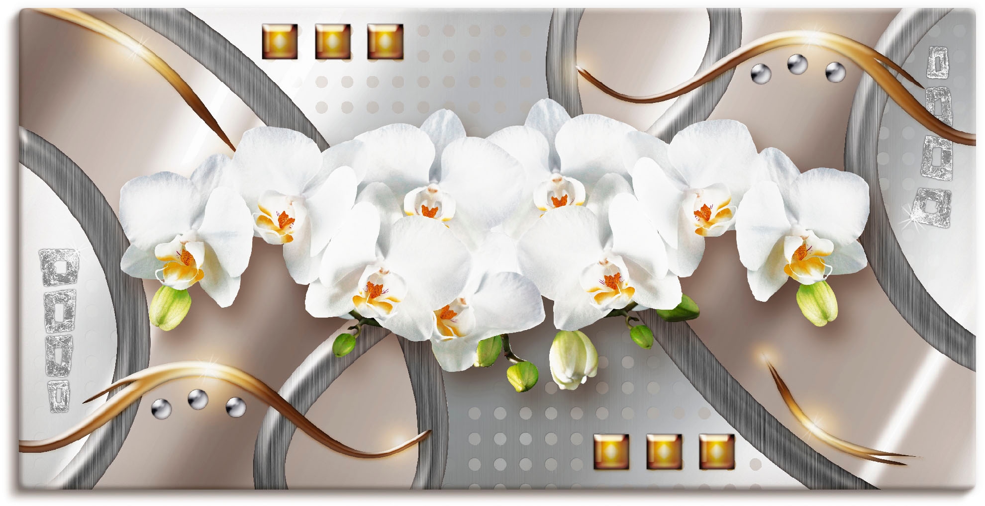 Artland Wandbild »Orchideen mit Elementen«, Blumen, (1 St.), als Leinwandbild, Poster in verschied. Größen