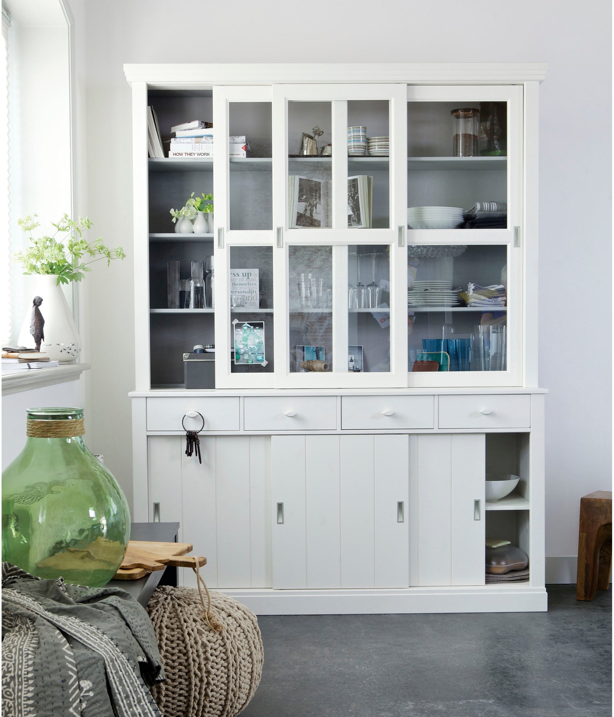 WOOOD Buffet »Lagos«, viel Stauraum, mit Glastüren, H 213 cm x B 163 cm