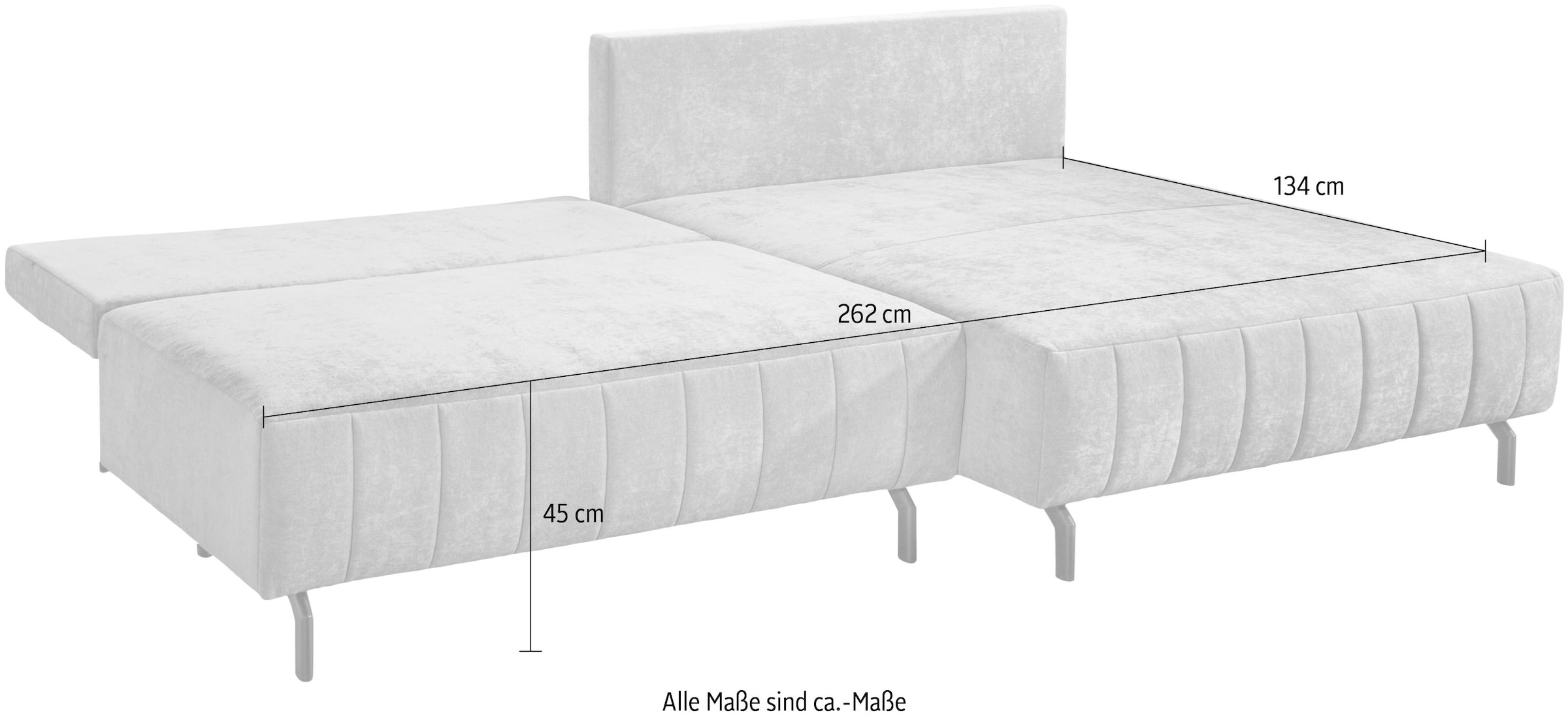 exxpo - sofa fashion Ecksofa inkl. Bettfunktion und Bettkasten, 15cm bodenfrei, Breite 262cm