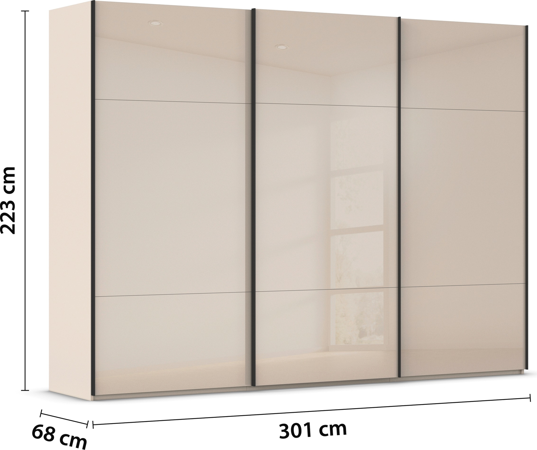 rauch Schwebetürenschrank »Kleiderschrank Schrank Garderobe Schlafzimmerschrank CONTIDO«, (in 3 verschiedenen Ausstattungen BASIC/CLASSIC/PREMIUM), aus hochwertigem Material in 6 Breiten 2 Griff-Farben MADE IN GERMANY