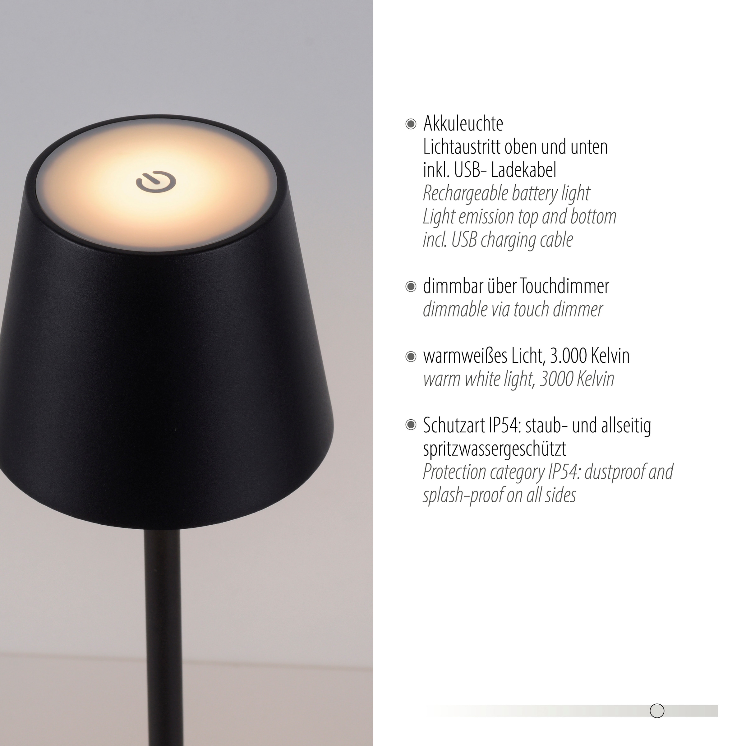 JUST LIGHT LED Tischleuchte »EURIA, 2er Set«, 1 flammig, Leuchtmittel LED-Board | LED fest integriert, LED Akku Tischlampe