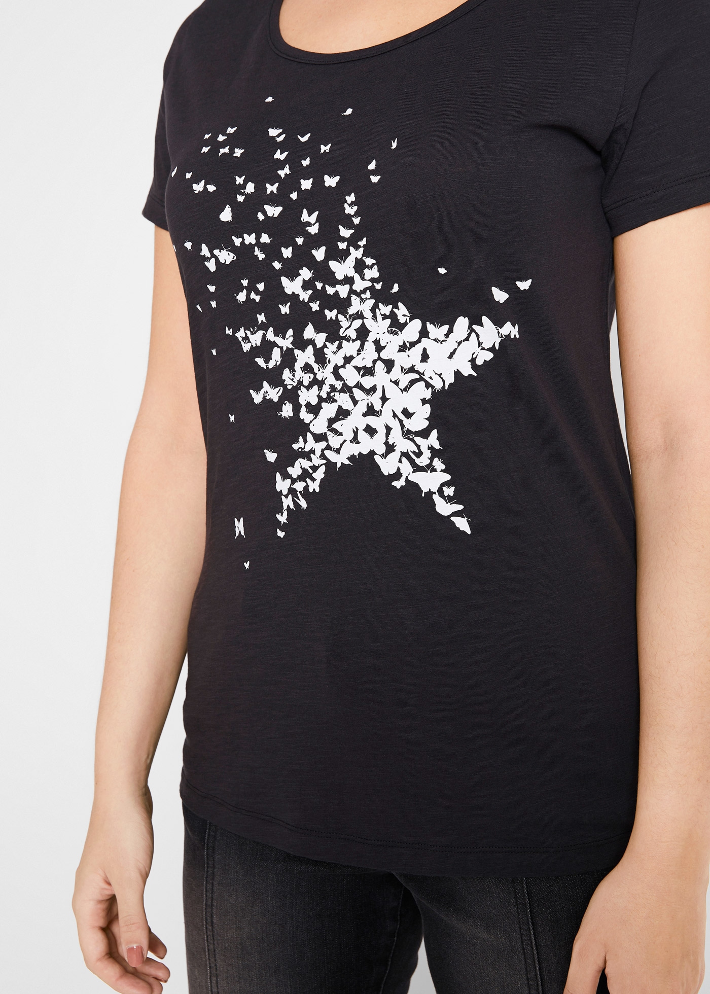 bonprix T-Shirt Flammgarn-Shirt aus Baumwolle, kurzarm