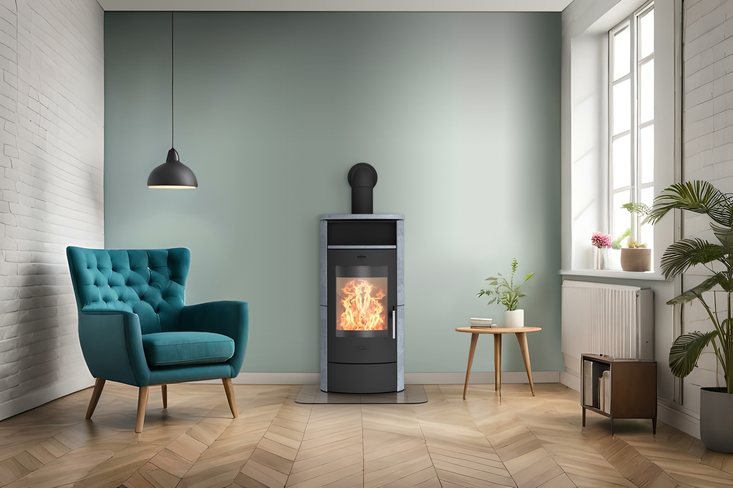 Fireplace Kaminofen »Heathus Piacenza Speckstein«, Warmhaltefach, selbstschließende Feuerraumtür A1