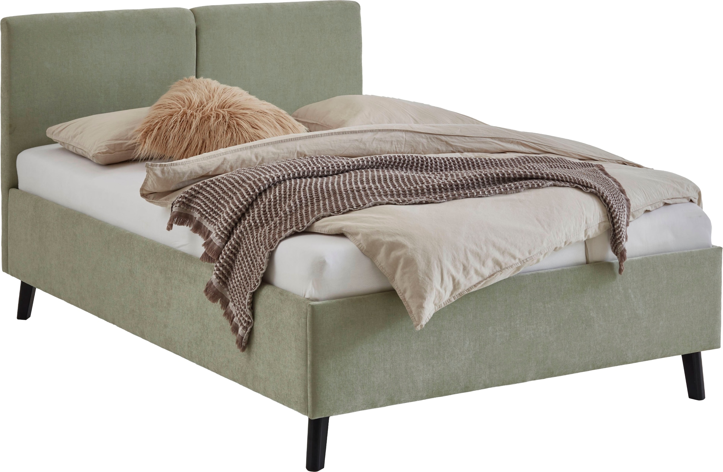 meise.möbel Polsterbett »Piano, in verschiedene Farben und Breiten erhältlich« wahlweise mit schwarzem oder eichefarbigem Holzfuß