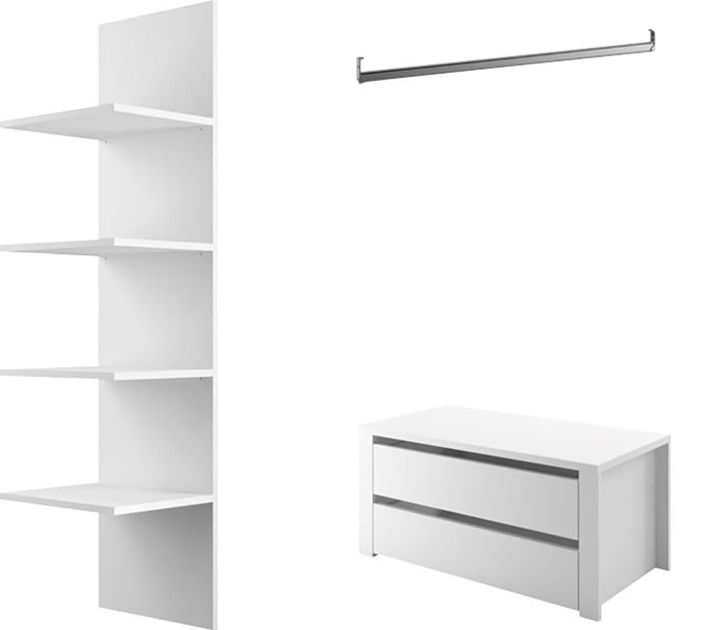 INOSIGN Inneneinteilung »Malmo Weiß, Zubehör Schwebetürenschrank, Breite 135 cm, Höhe 193 cm,«, 4 Einlegeböden B=43cm, 1 SK-Einsatz B=90 cm, 1 Kleiderstange B=90cm