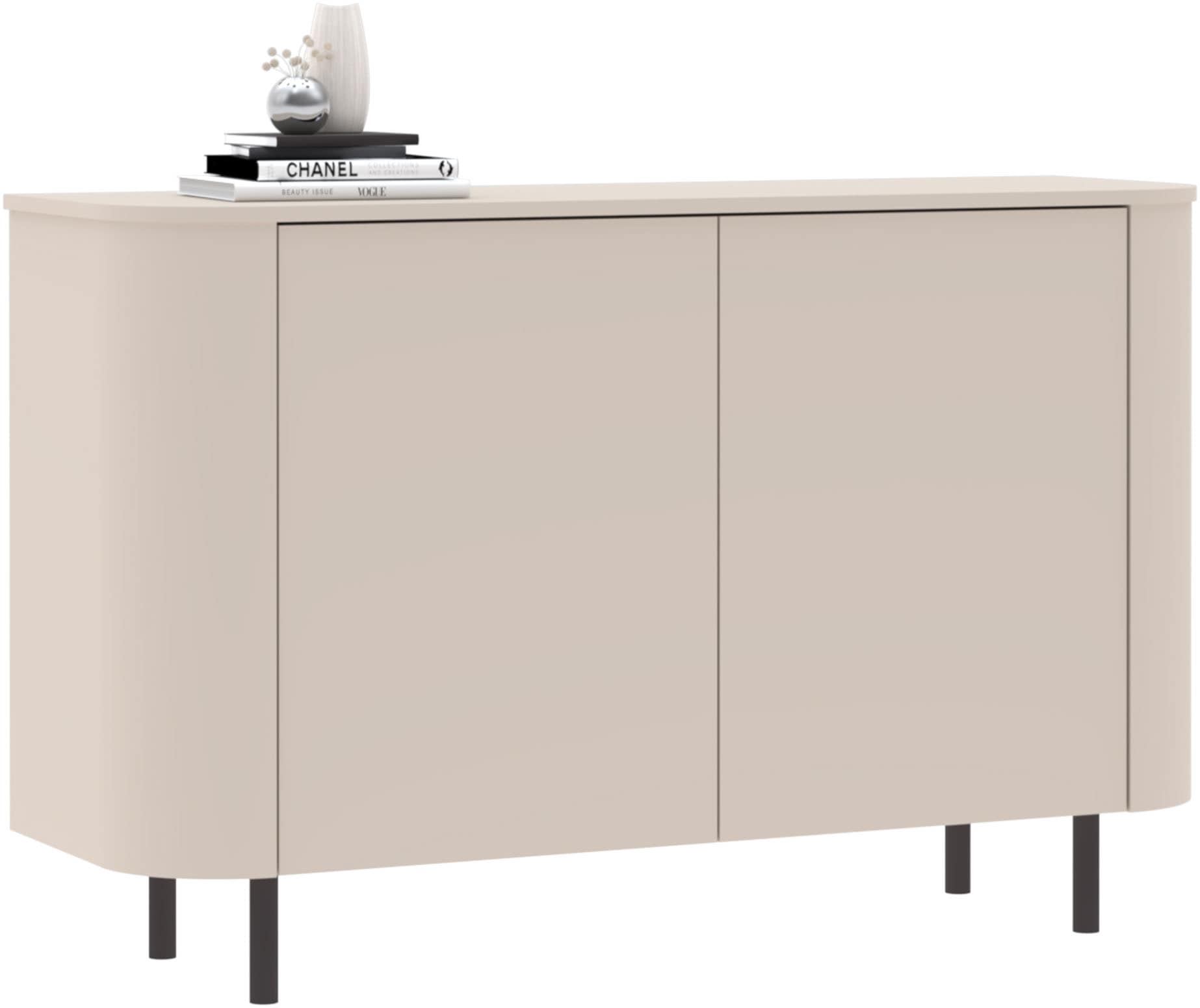 INOSIGN Sideboard »Lido, 131 cm breit, 2 Türen, Anrichte, Kommode, Stauraumschrank« Formgebogenes MDF, Stirnseiten mit Rundung, Push-to-open, Metallfüße