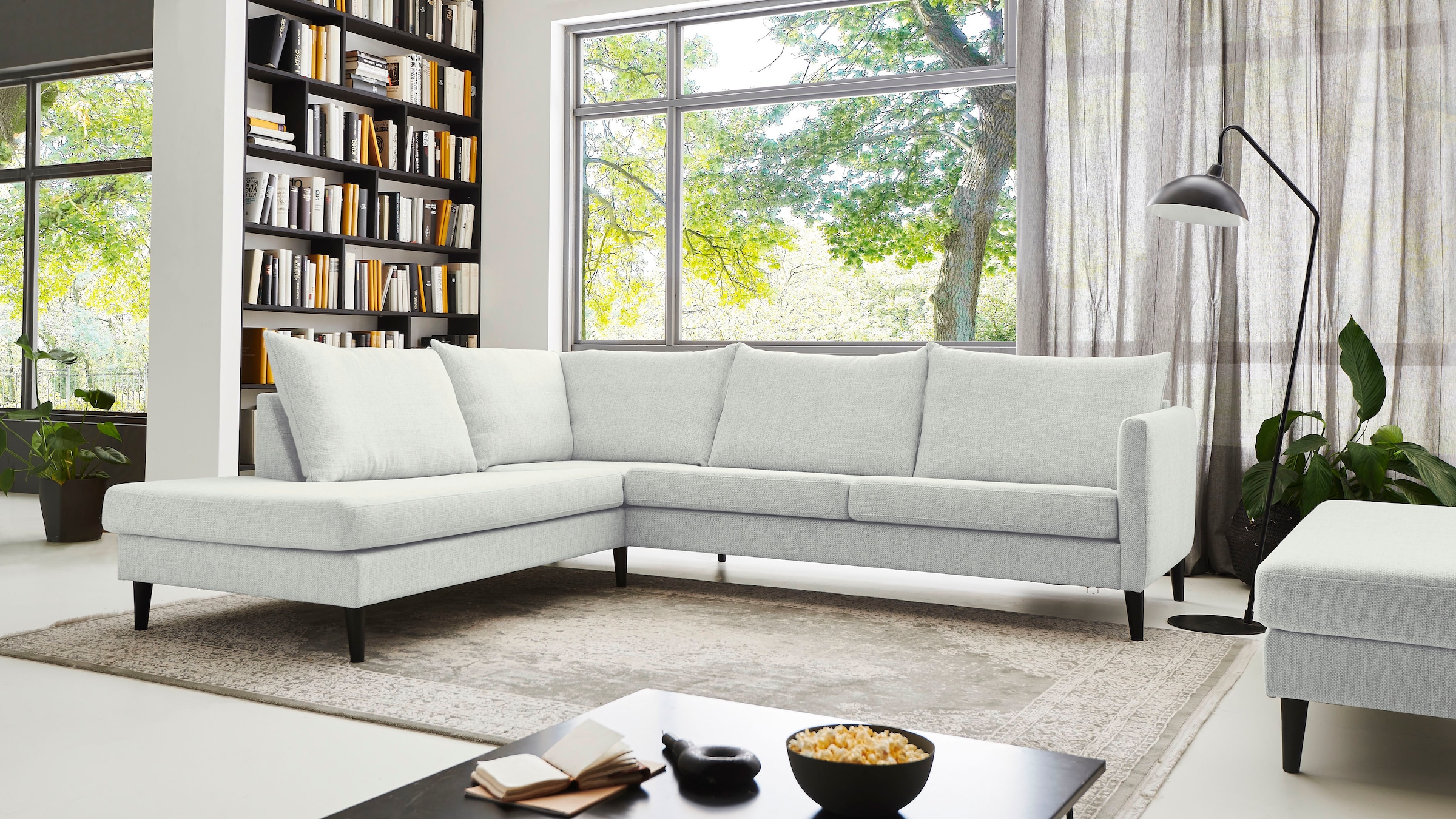 ATLANTIC home collection Ecksofa »Rekvik L-Form«, mit Wellenunterfederung, mit Massivholzfüßen