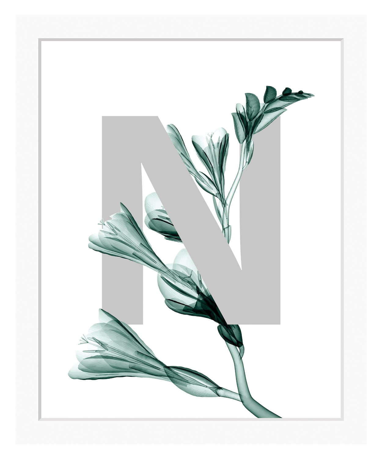 queence Bild »N-Flower«, Buchstaben, Blätter, Blume, gerahmt günstig online kaufen
