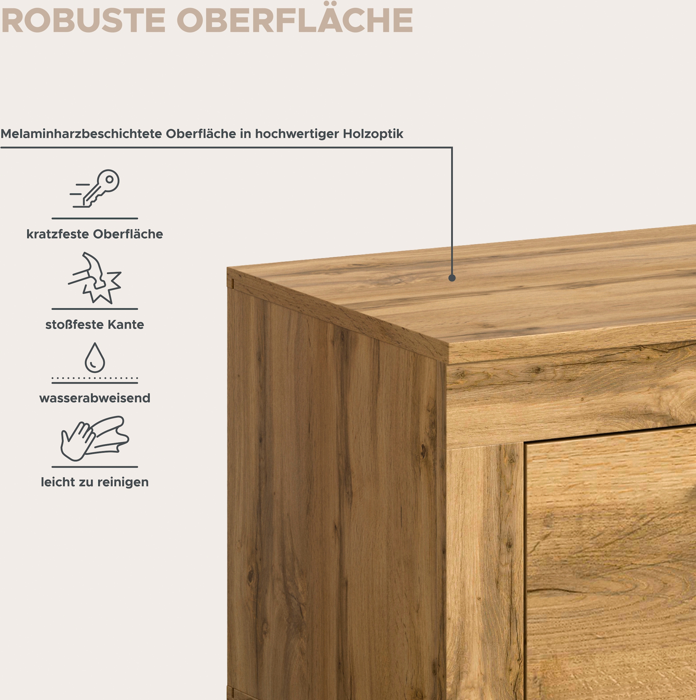 INOSIGN Lowboard »Aosta, Breite 160 cm, in verschiedenen Farbausführungen«, mit 2 Klappen und 2 offenen Fächern, TV-Board, Mediaboard, TV-Möbel
