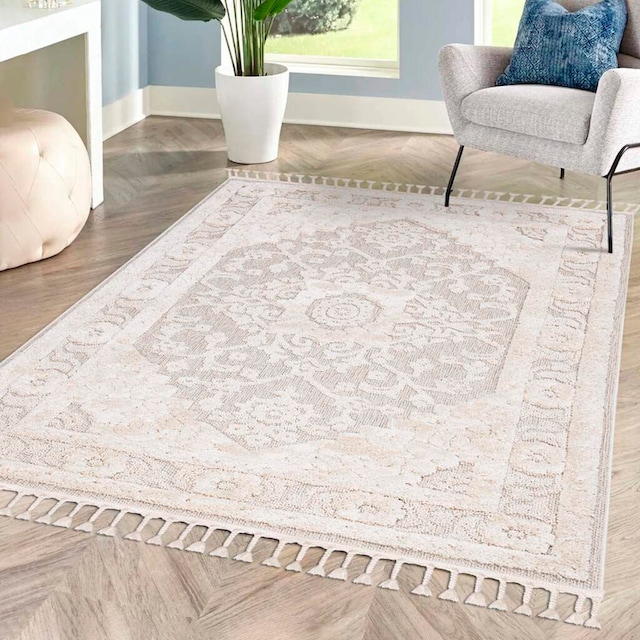 bestellen Sisal mit schnell »Valencia Carpet bequem rechteckig, 3D-Effekt, Fransen, 732«, City Ornamente, Teppich Boho-Stil, und