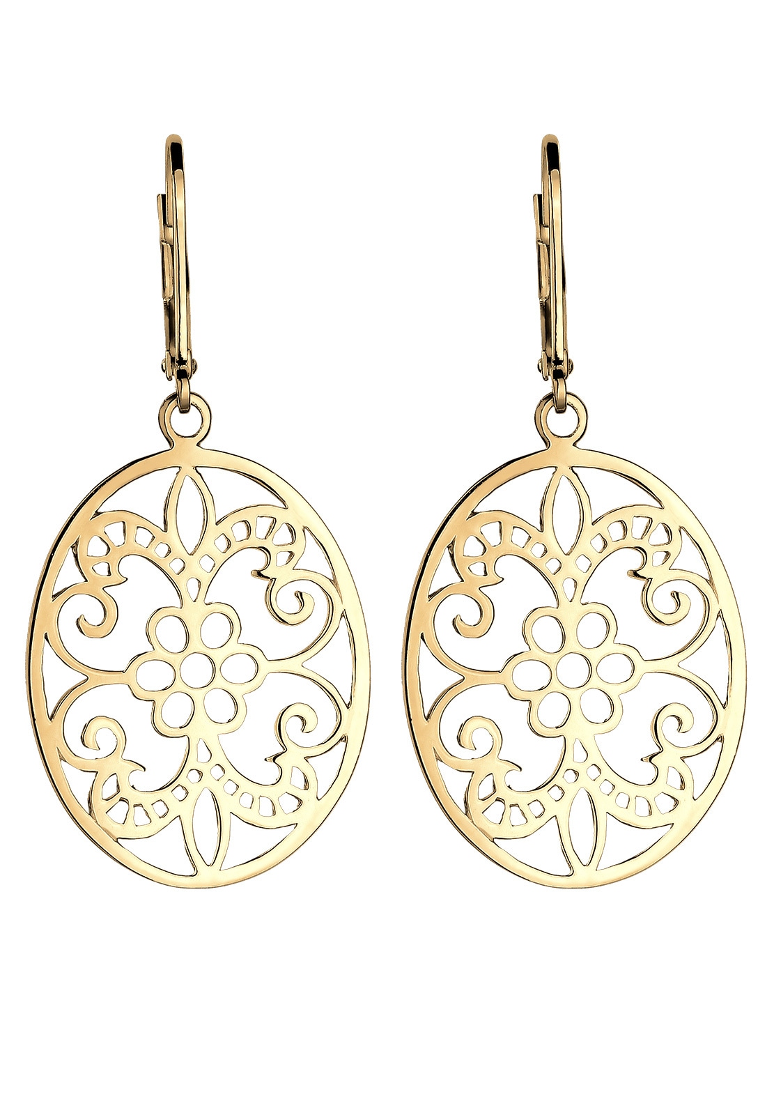 Elli Paar Ohrhänger »Ornament Blume Orientalisch Oval 925 Silber«