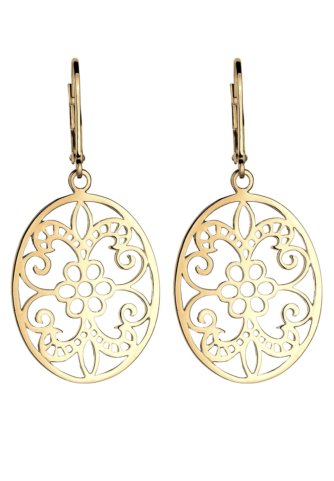 2. Bild von Elli Paar Ohrhänger »Ornament Blume Orientalisch Oval 925 Silber«